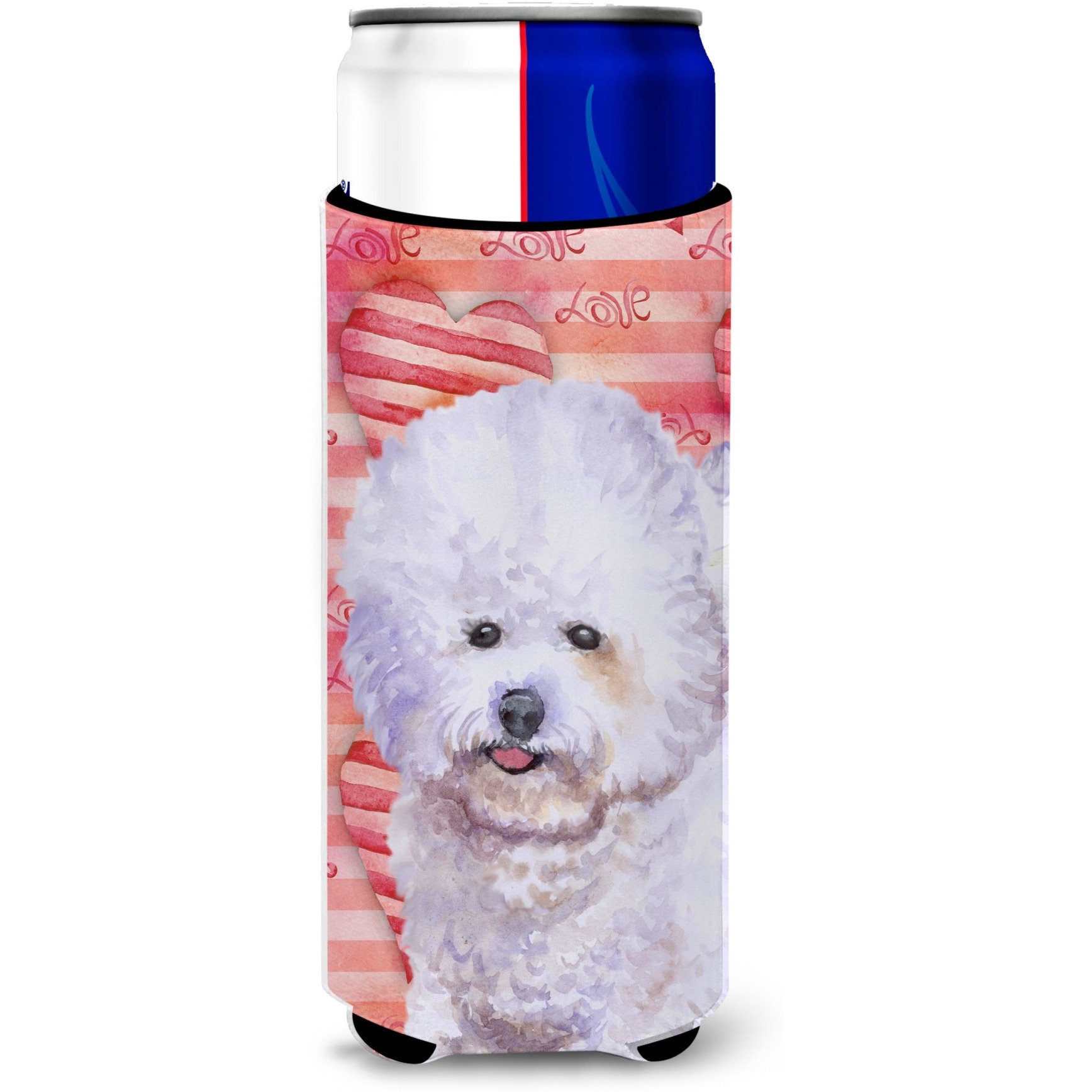 &quotCaroline's Treasures Bichon Frise Love Decorative Can Hugger, Slim, Multicolor"