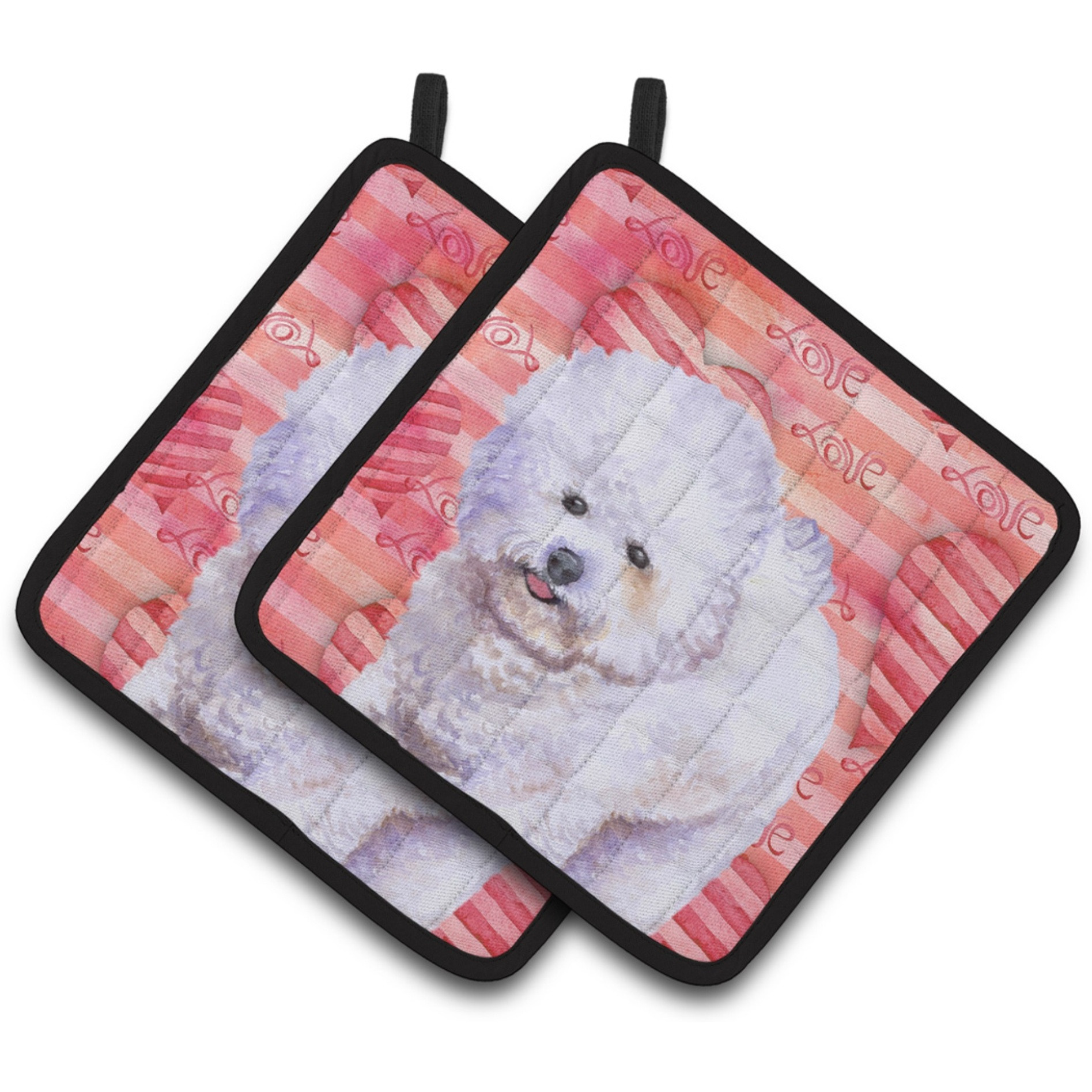 &quotCaroline's Treasures Bichon Frise Decorated pot holder, 7.5H x 7.5W, Love is a Dog"