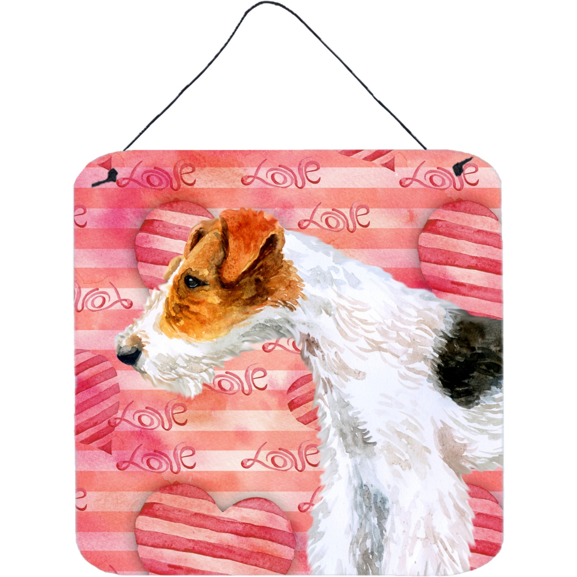 &quotCaroline's Treasures Fox Terrier Metal Print, 6h x 6w, Love is a Dog"