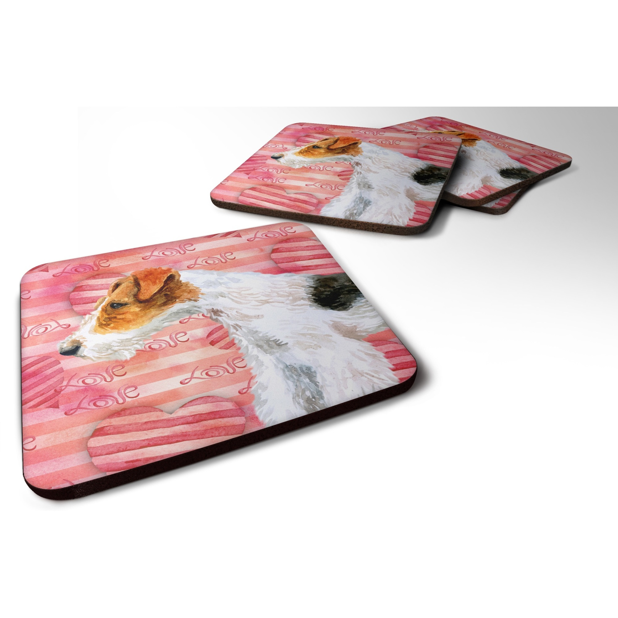 &quotCaroline's Treasures Fox Terrier Love Decorative coasters, Multicolor"