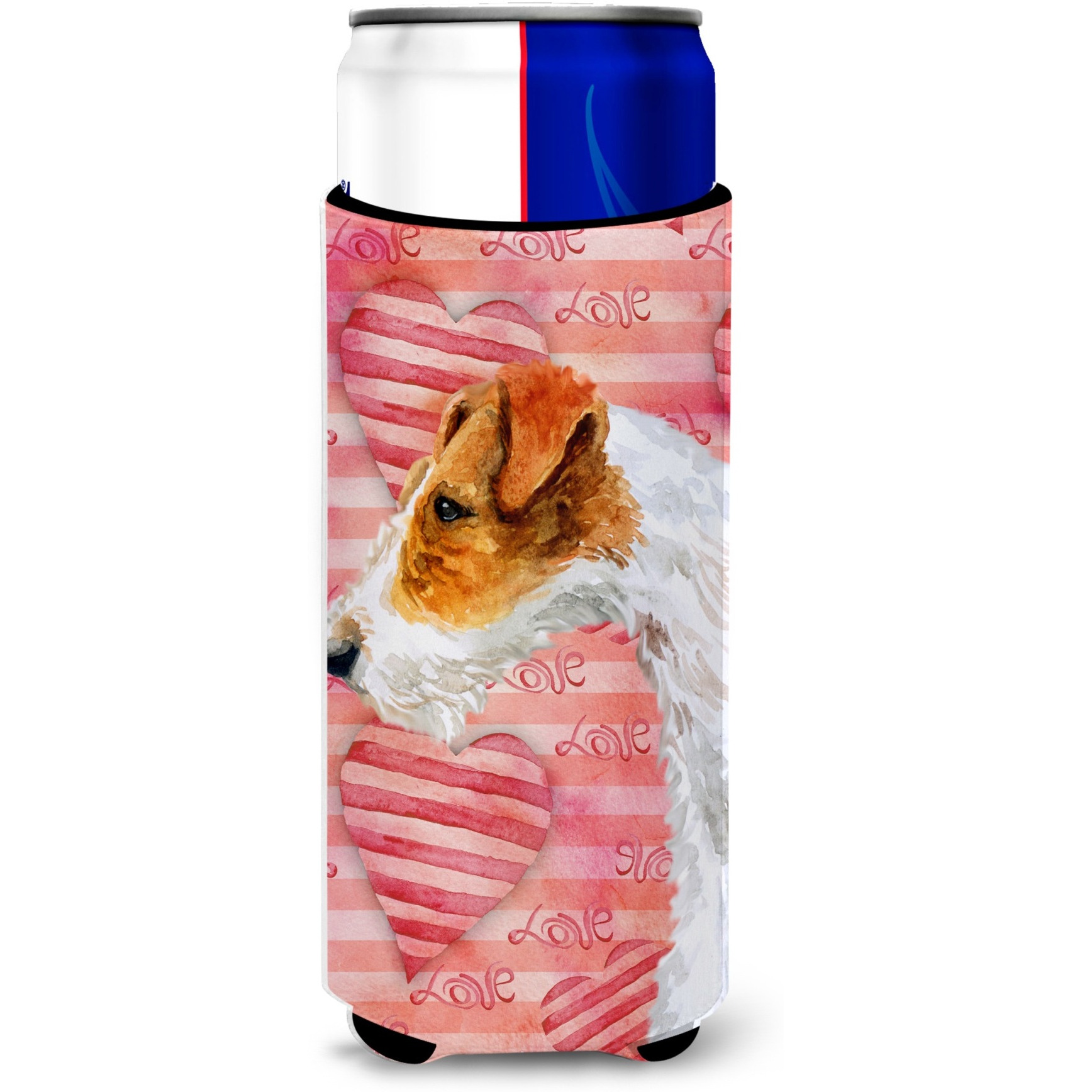 &quotCaroline's Treasures Fox Terrier Love Decorative Can Hugger, Slim, Multicolor"
