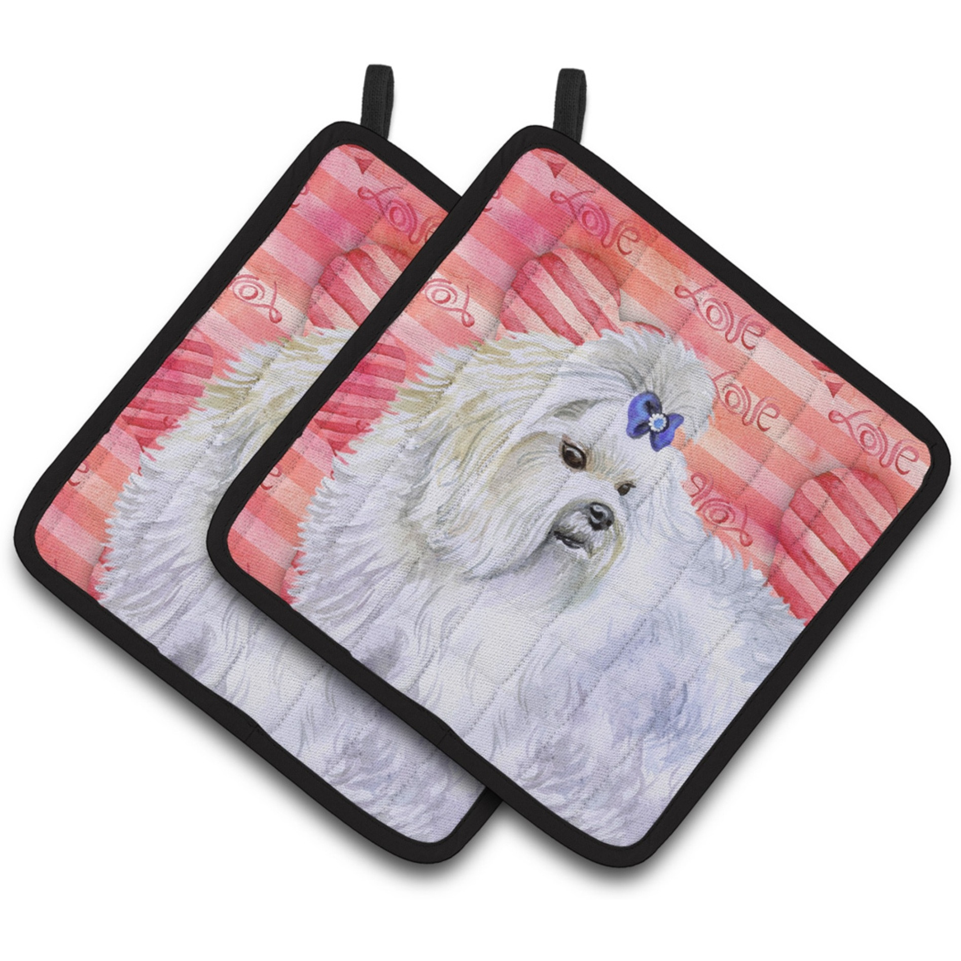 &quotCaroline's Treasures Maltese Decorated pot holder, 7.5H x 7.5W, Love is a Dog"