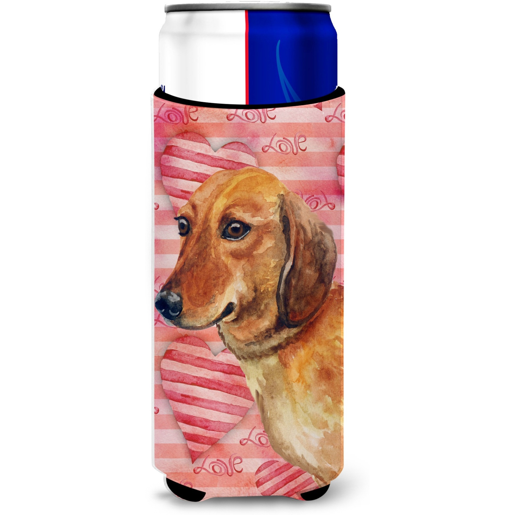 &quotCaroline's Treasures Dachshund Love Decorative Can Hugger, Slim, Multicolor"