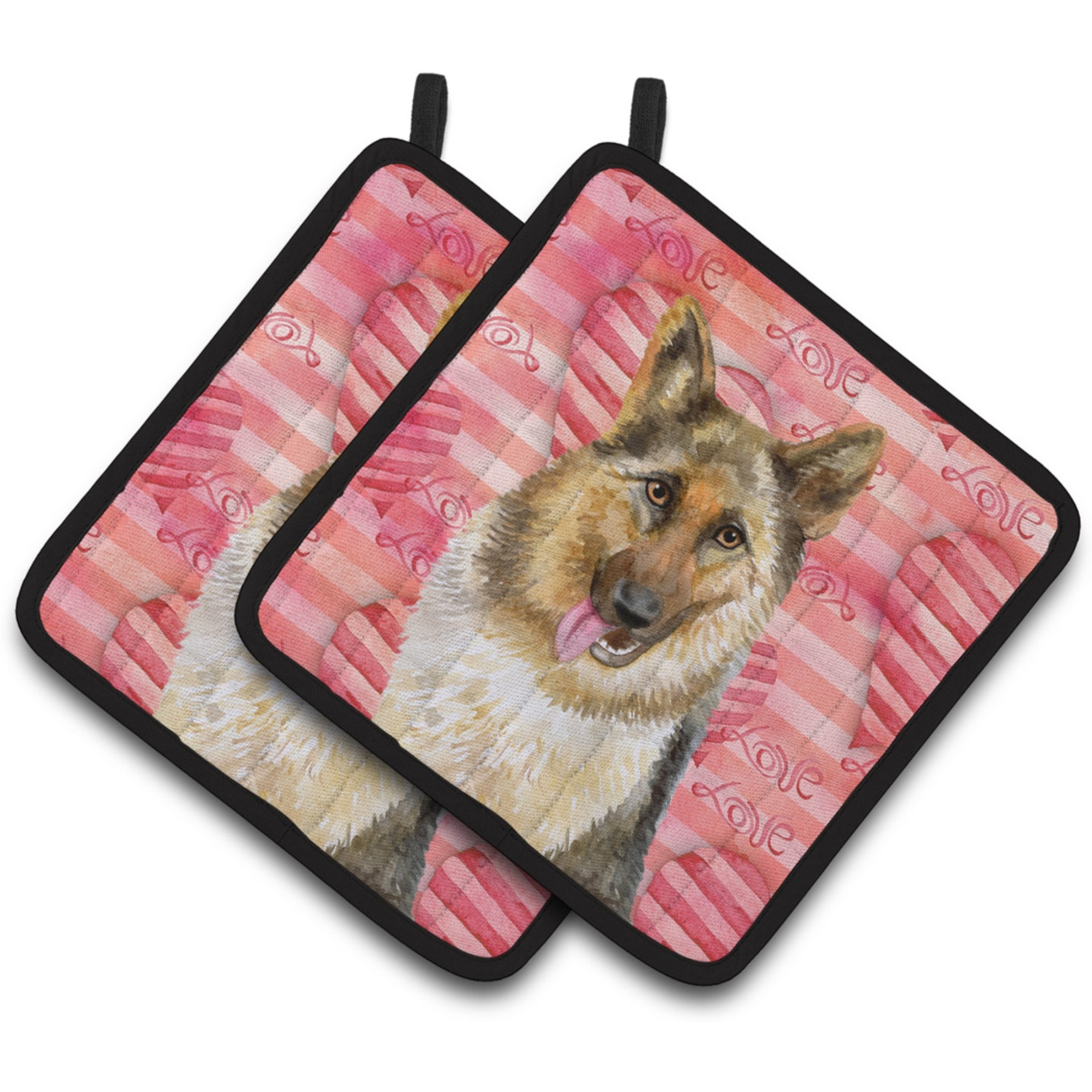 &quotCaroline's Treasures German Shepherd Decorated pot holder, 7.5H x 7.5W, Love is a Dog"