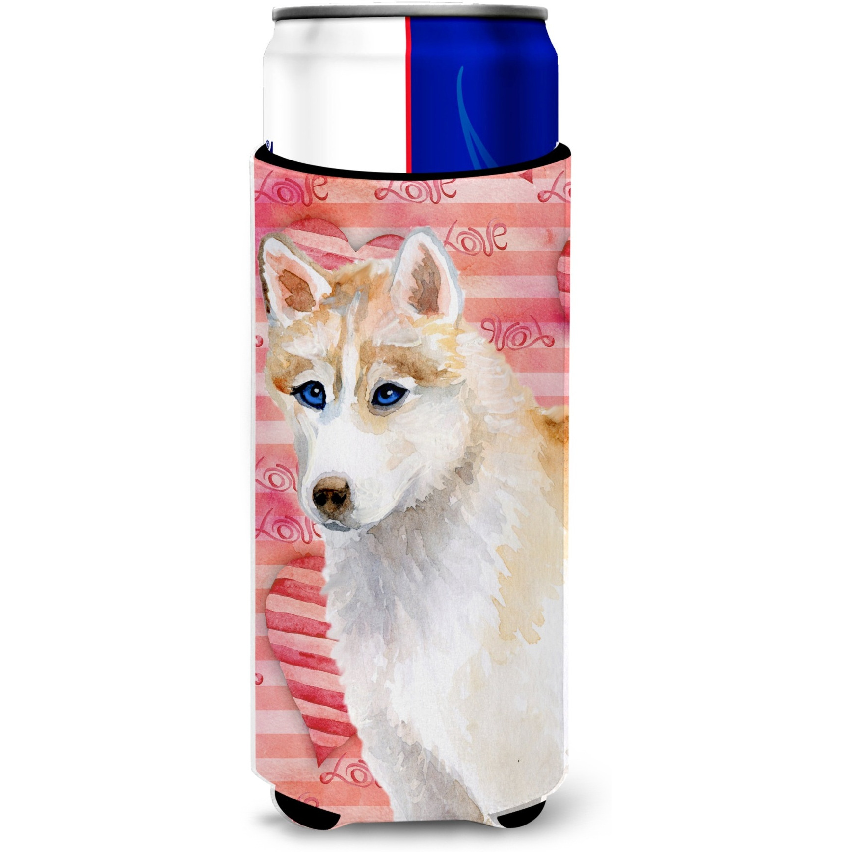 &quotCaroline's Treasures Siberian Husky Love Decorative Can Hugger, Slim, Multicolor"