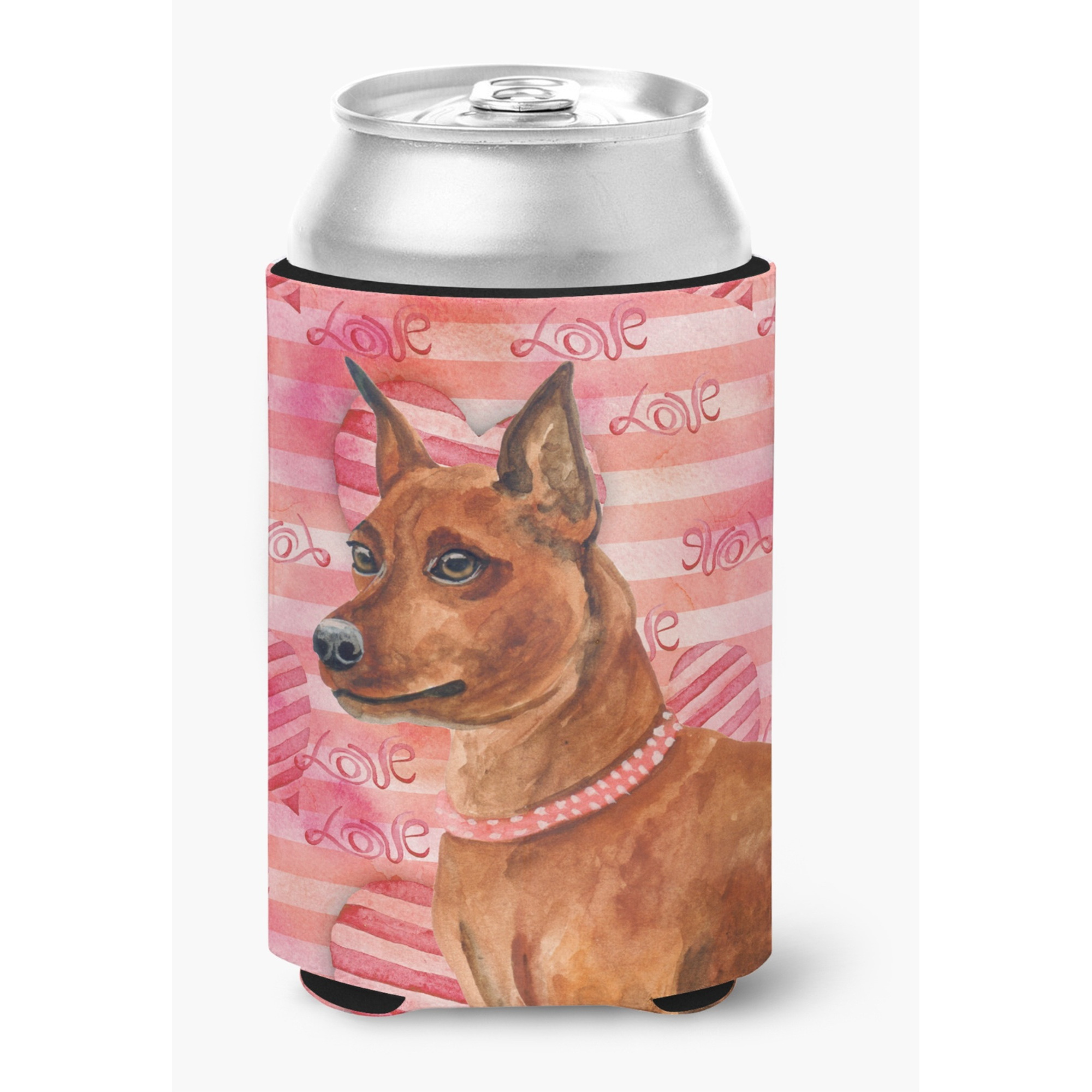 &quotCaroline's Treasures Miniature Pinscher Love Decorative Can Hugger, Multicolor"