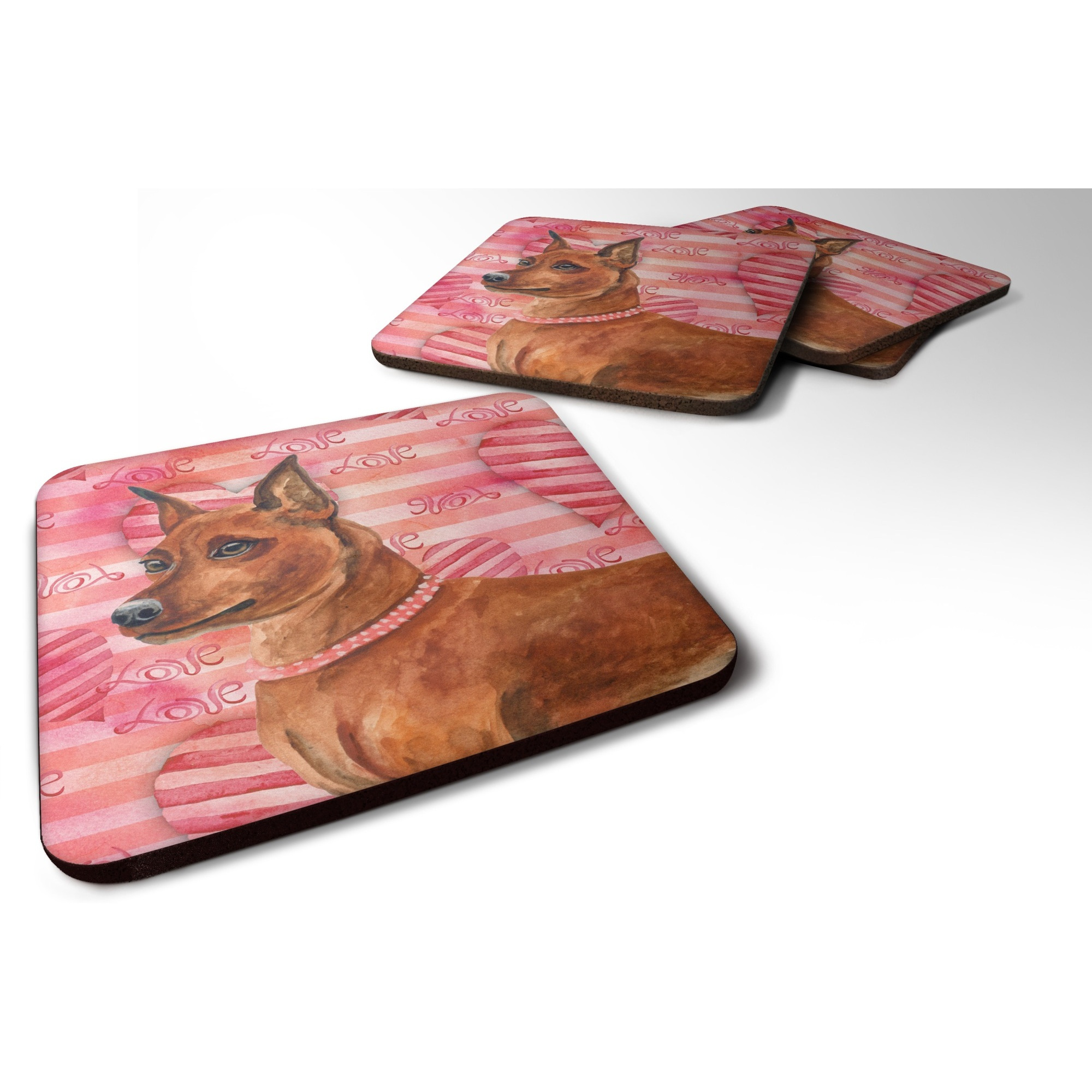 &quotCaroline's Treasures Miniature Pinscher Love Decorative coasters, Multicolor"