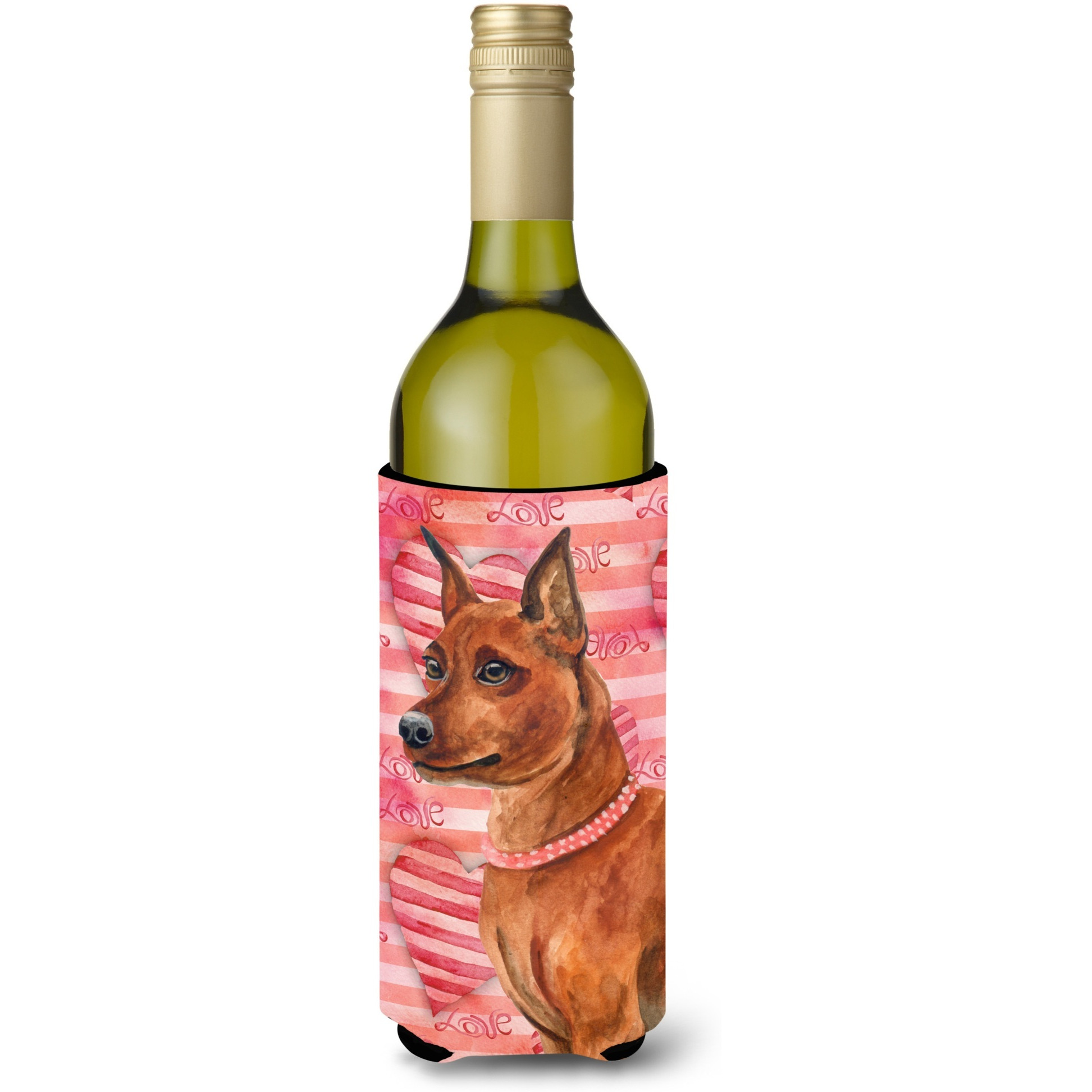 &quotCaroline's Treasures Miniature Pinscher Love Decorative Bottle Hugger, 750ml, Multicolor"