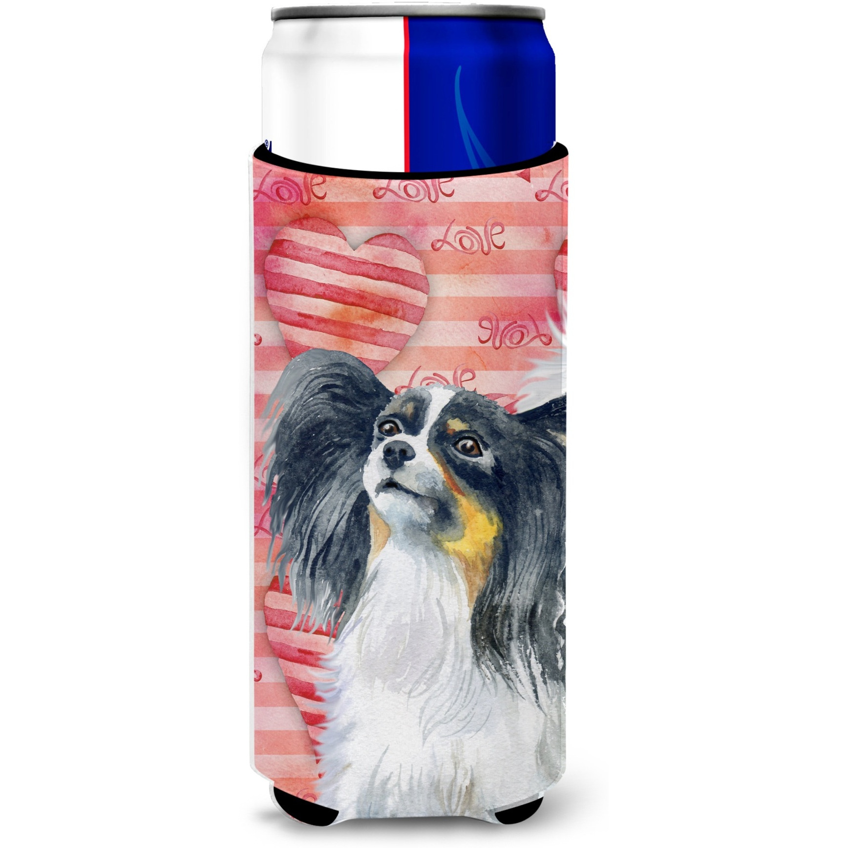 &quotCaroline's Treasures Papillon Love Decorative Can Hugger, Slim, Multicolor"