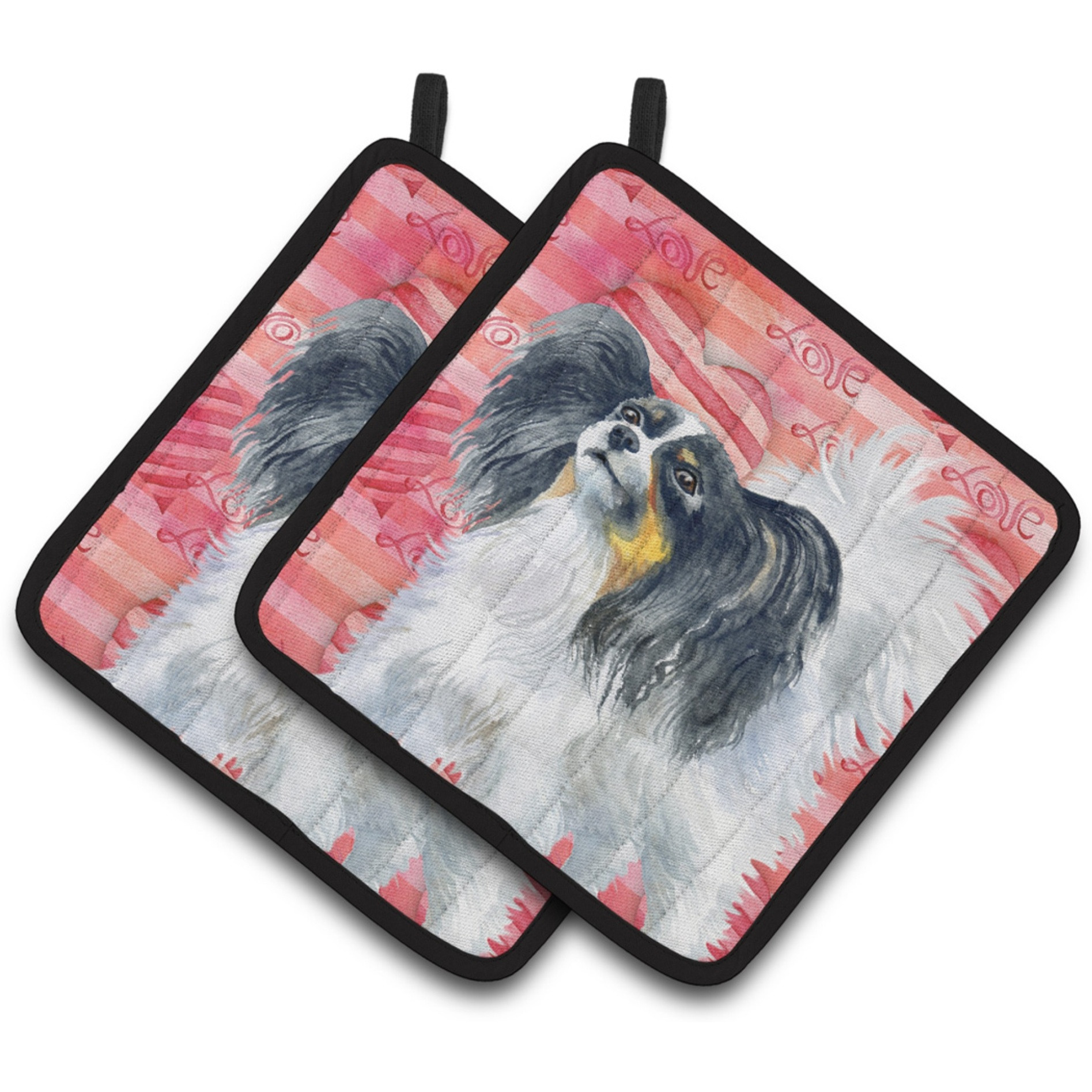 &quotCaroline's Treasures Papillon Decorated pot holder, 7.5H x 7.5W, Love is a Dog"