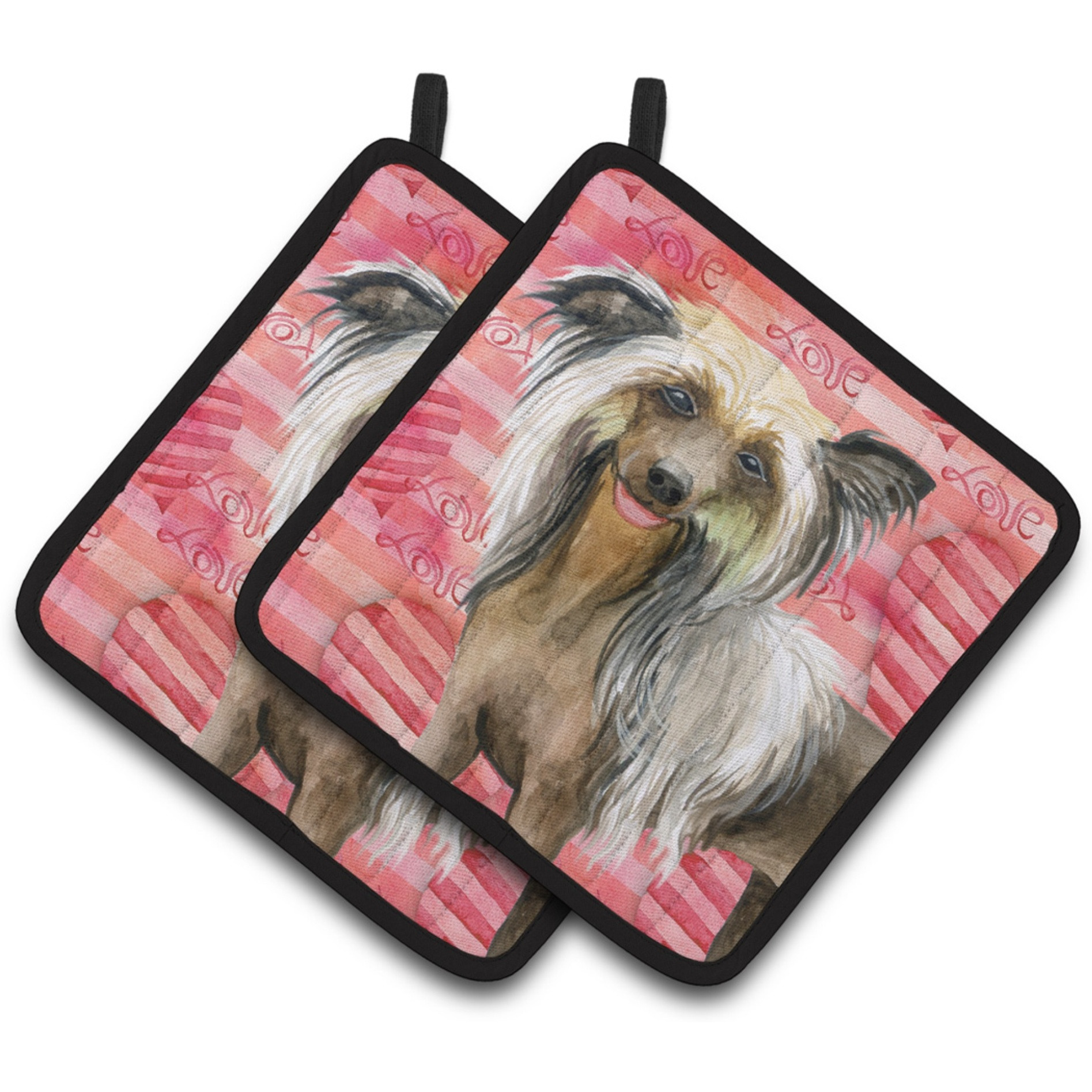 &quotCaroline's Treasures Chinese Crested Decorated pot holder, 7.5H x 7.5W, Love is a Dog"