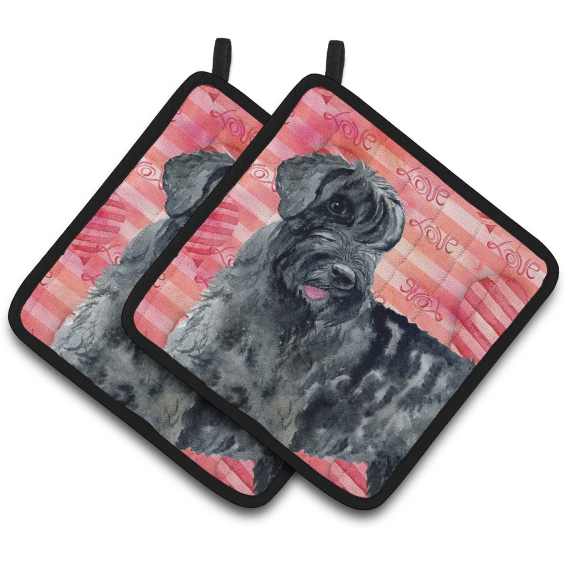 &quotCaroline's Treasures Giant Schnauzer Decorated pot holder, 7.5H x 7.5W, Love is a Dog"