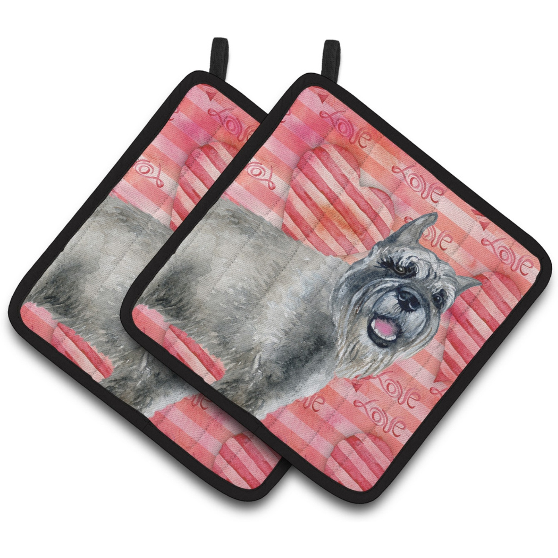 &quotCaroline's Treasures Schnauzer Decorated pot holder, 7.5H x 7.5W, Love is a Dog"