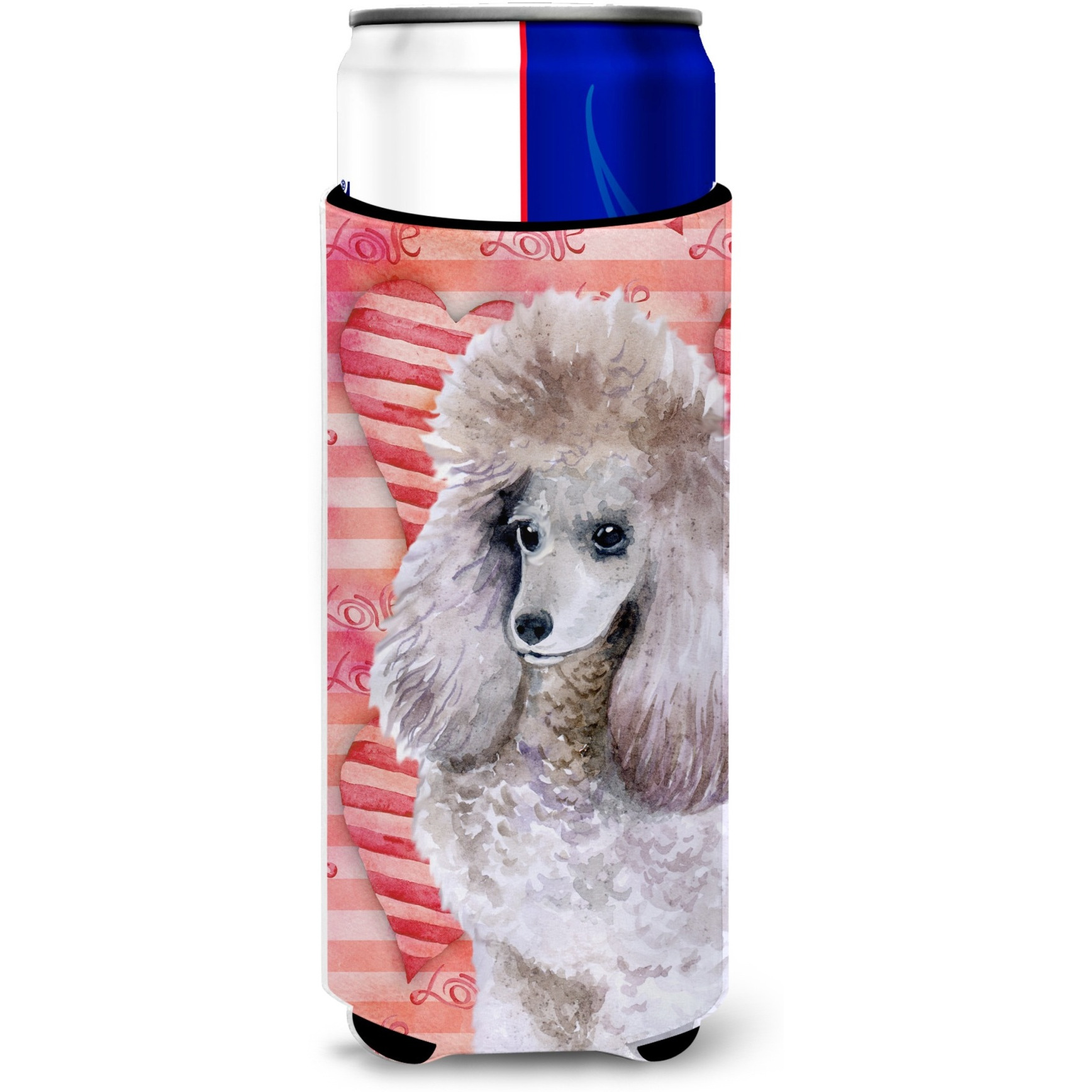 &quotCaroline's Treasures Poodle Love Decorative Can Hugger, Slim, Multicolor"