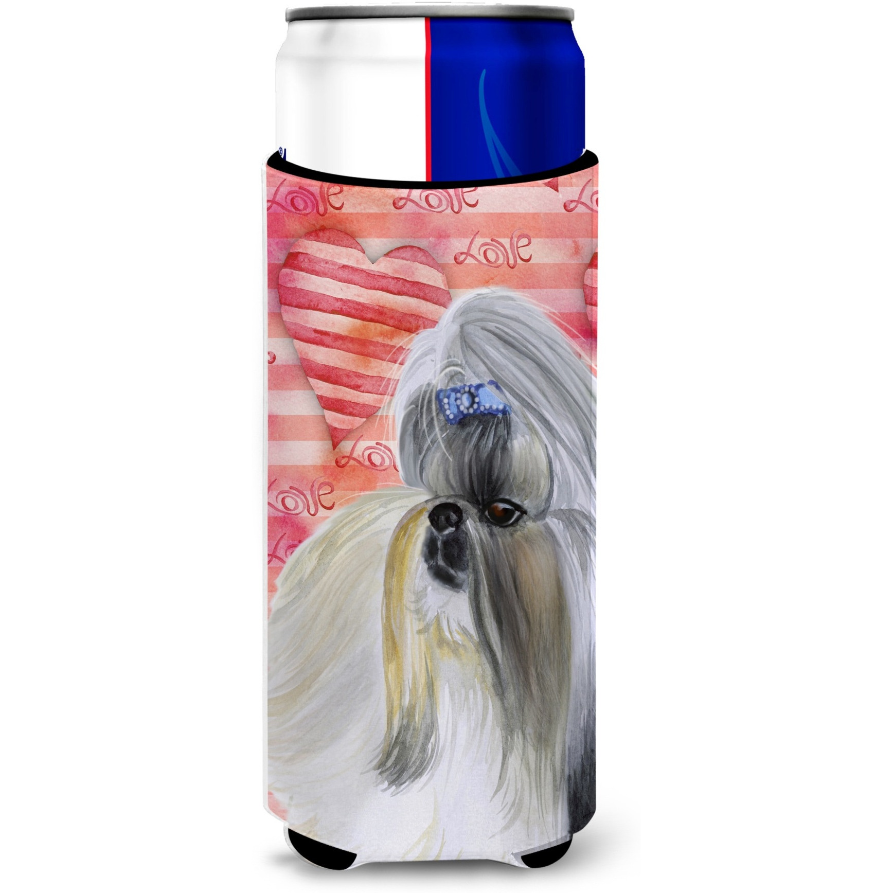 &quotCaroline's Treasures Shih Tzu Love Decorative Can Hugger, Slim, Multicolor"