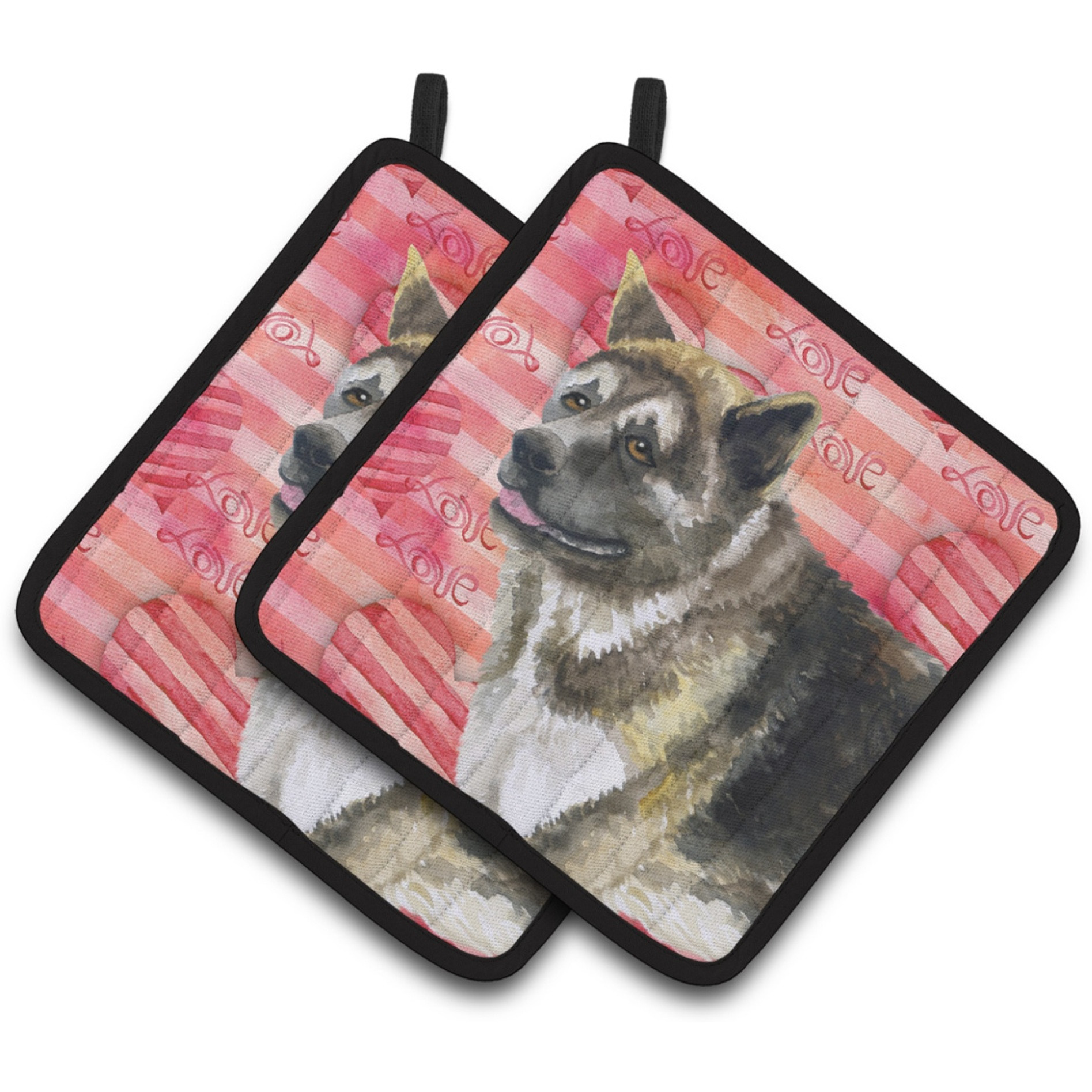 &quotCaroline's Treasures American Akita Decorated pot holder, 7.5H x 7.5W, Love is a Dog"