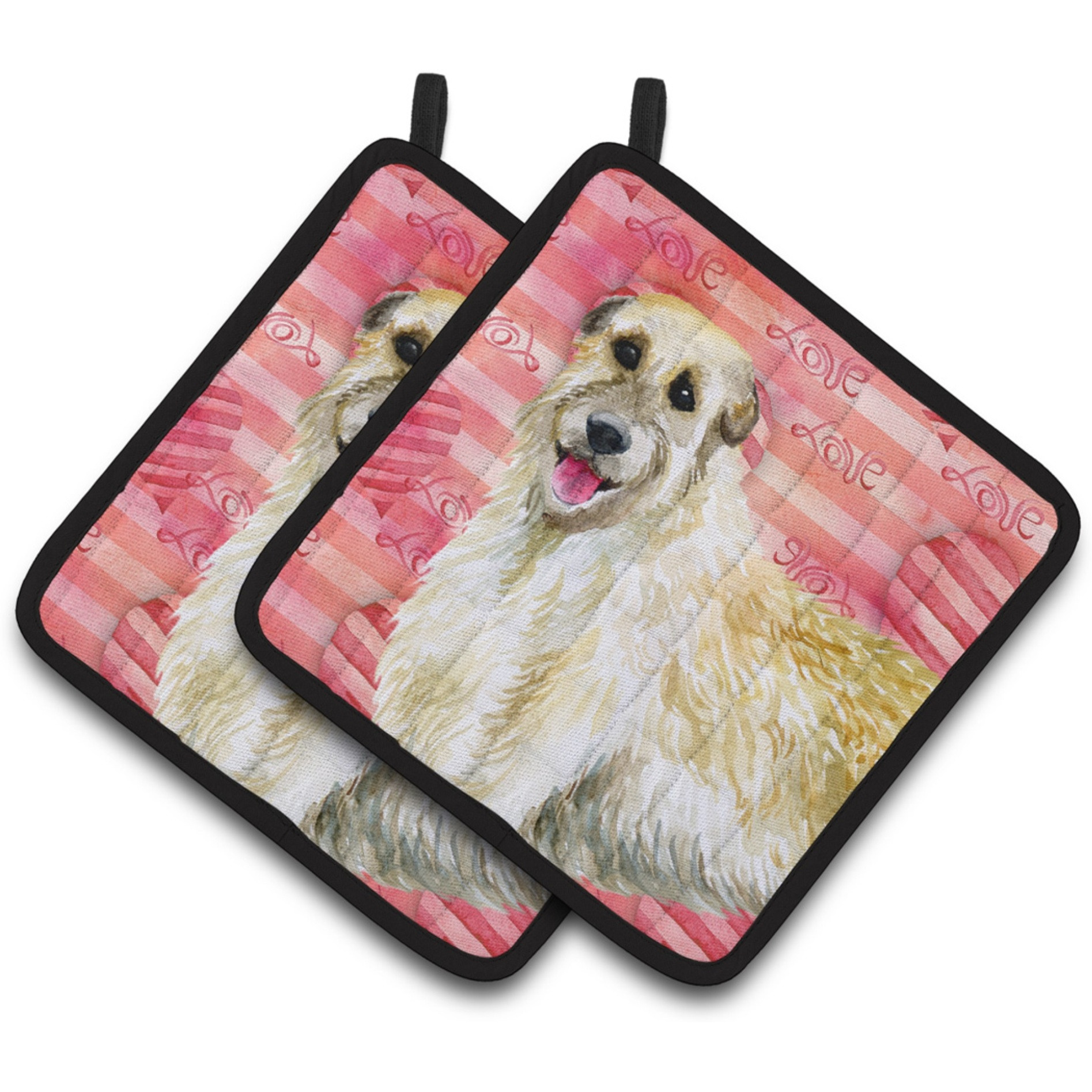 &quotCaroline's Treasures Irish Wolfhound Decorated pot holder, 7.5H x 7.5W, Love is a Dog"