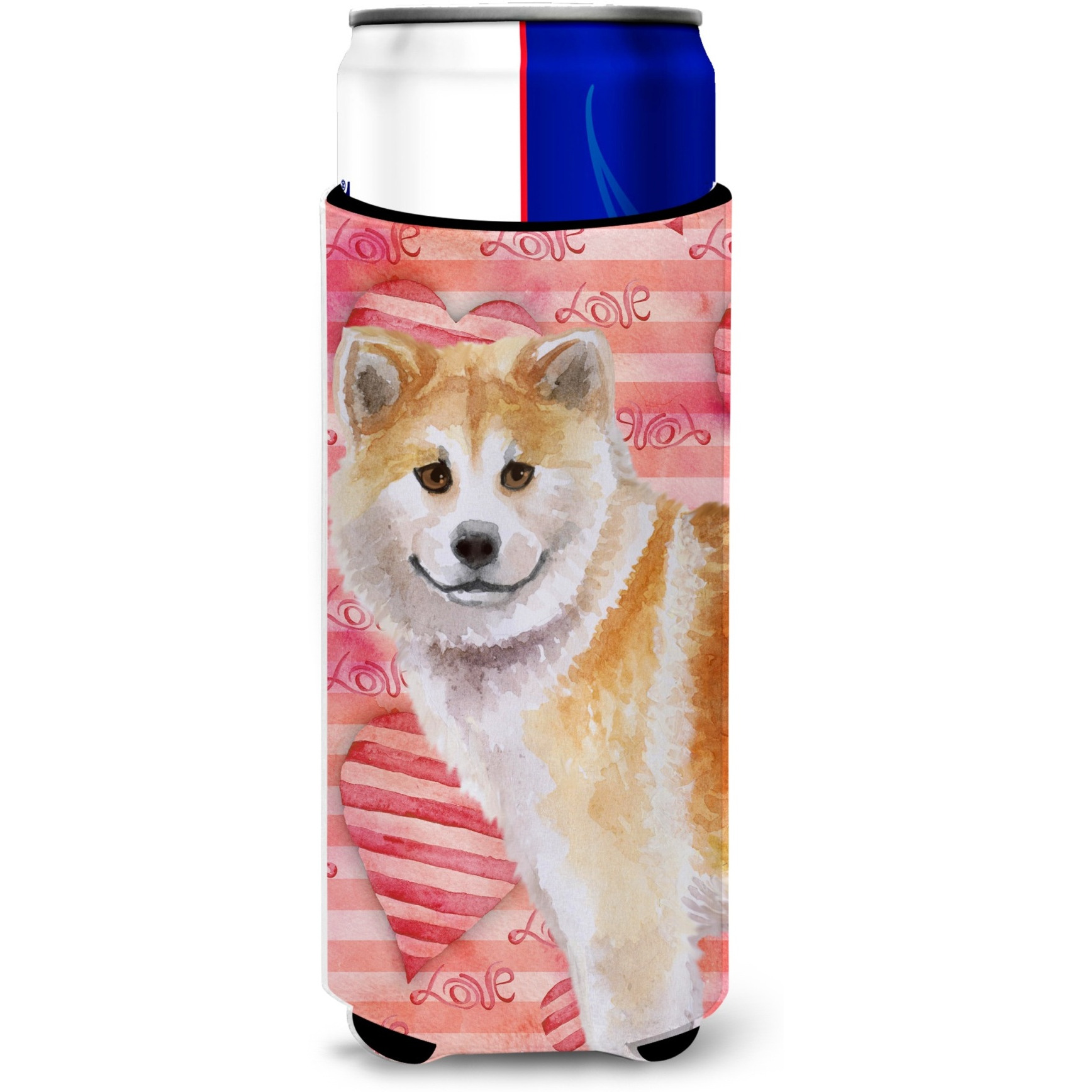 &quotCaroline's Treasures Shiba Inu Love Decorative Can Hugger, Slim, Multicolor"