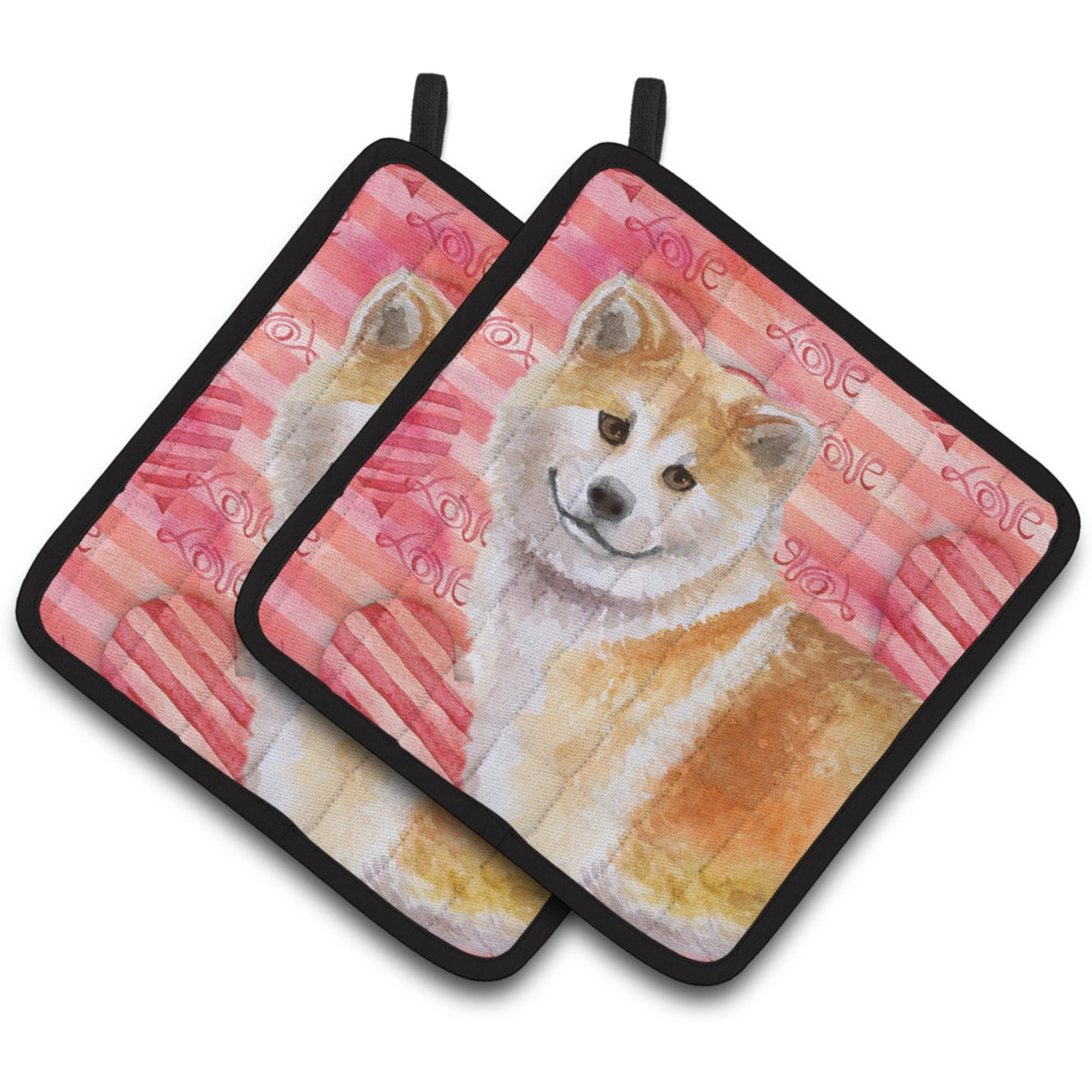 &quotCaroline's Treasures Shiba Inu Decorated pot holder, 7.5H x 7.5W, Love is a Dog"
