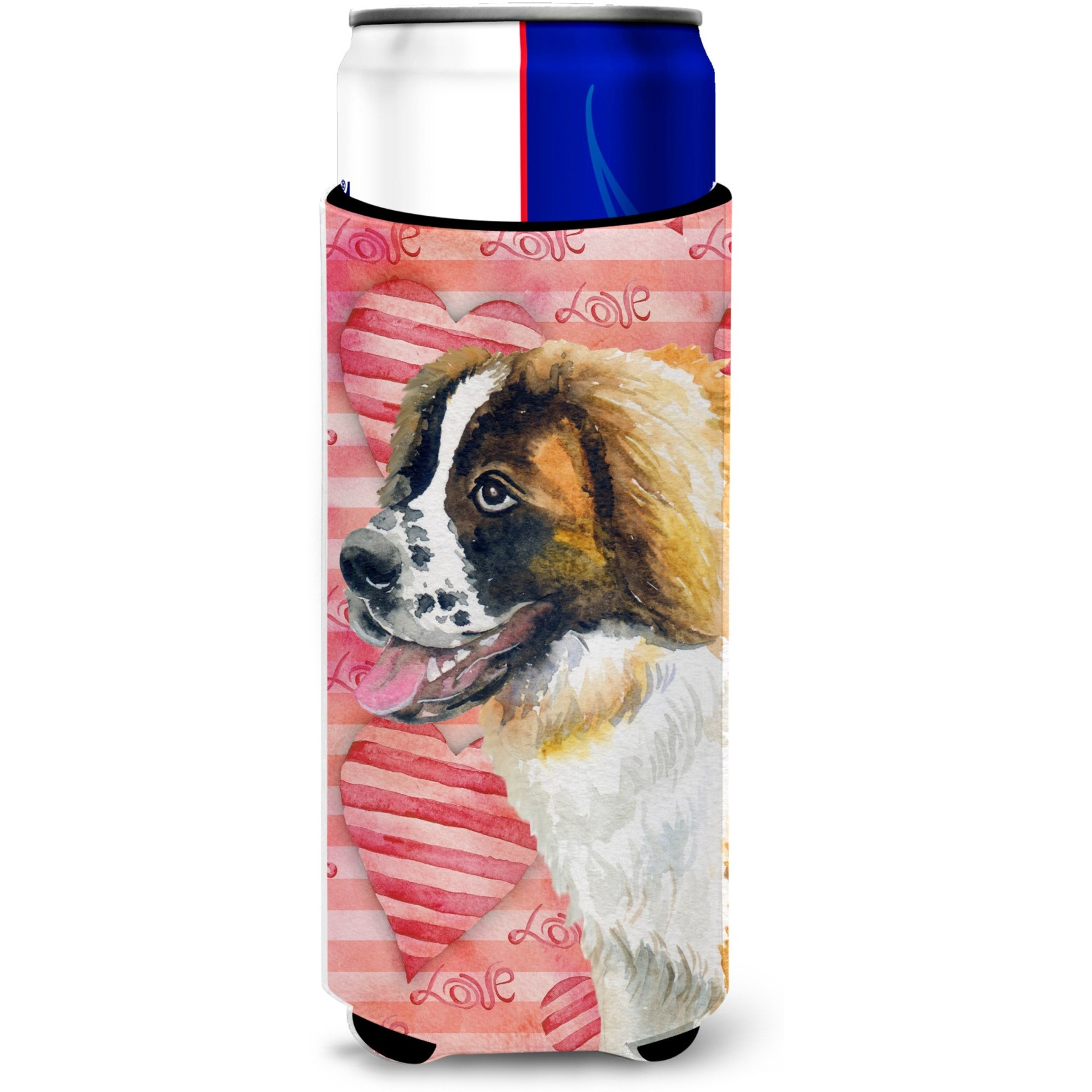 &quotCaroline's Treasures Saint Bernard Love Decorative Can Hugger, Slim, Multicolor"