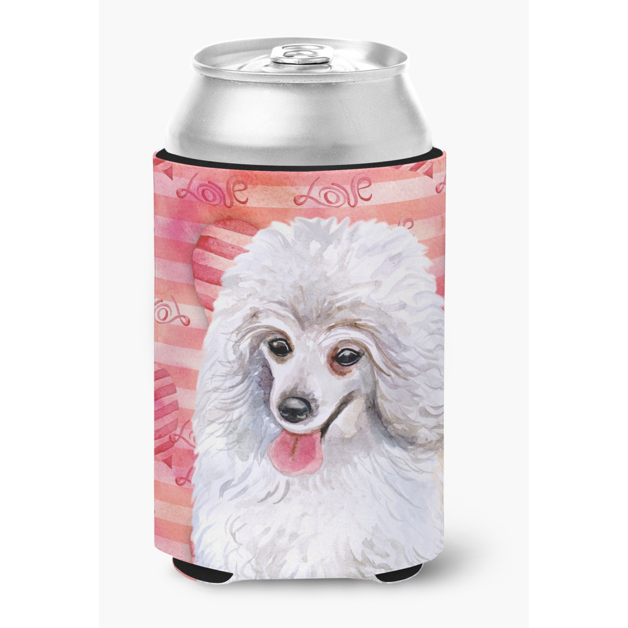 &quotCaroline's Treasures Medium White Poodle Love Decorative Can Hugger, Multicolor"