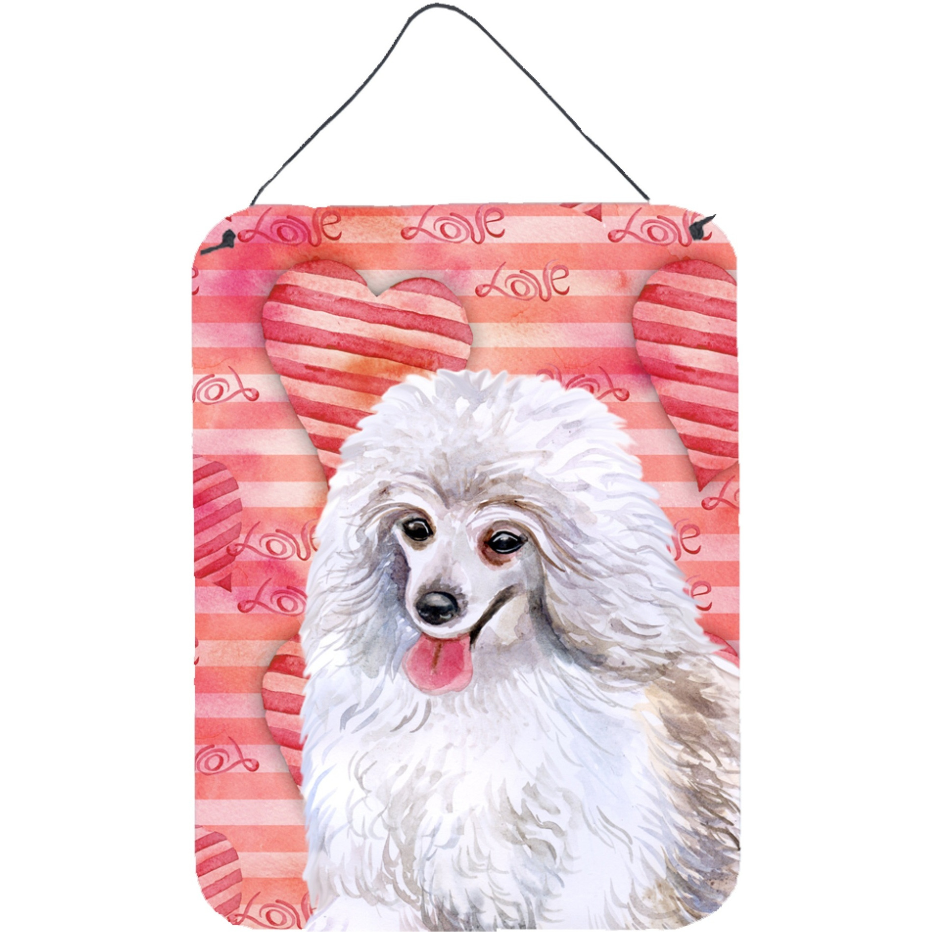 &quotCaroline's Treasures Medium White Poodle Love Metal Print, 16"" x 12"", Multicolor"