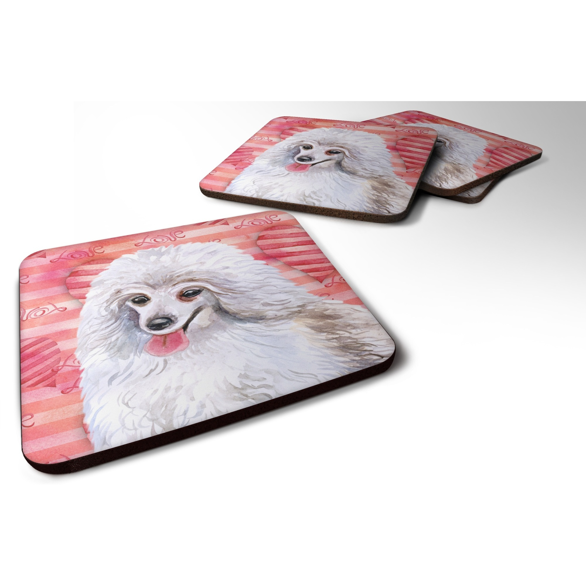 &quotCaroline's Treasures Medium White Poodle Love Decorative coasters, Multicolor"