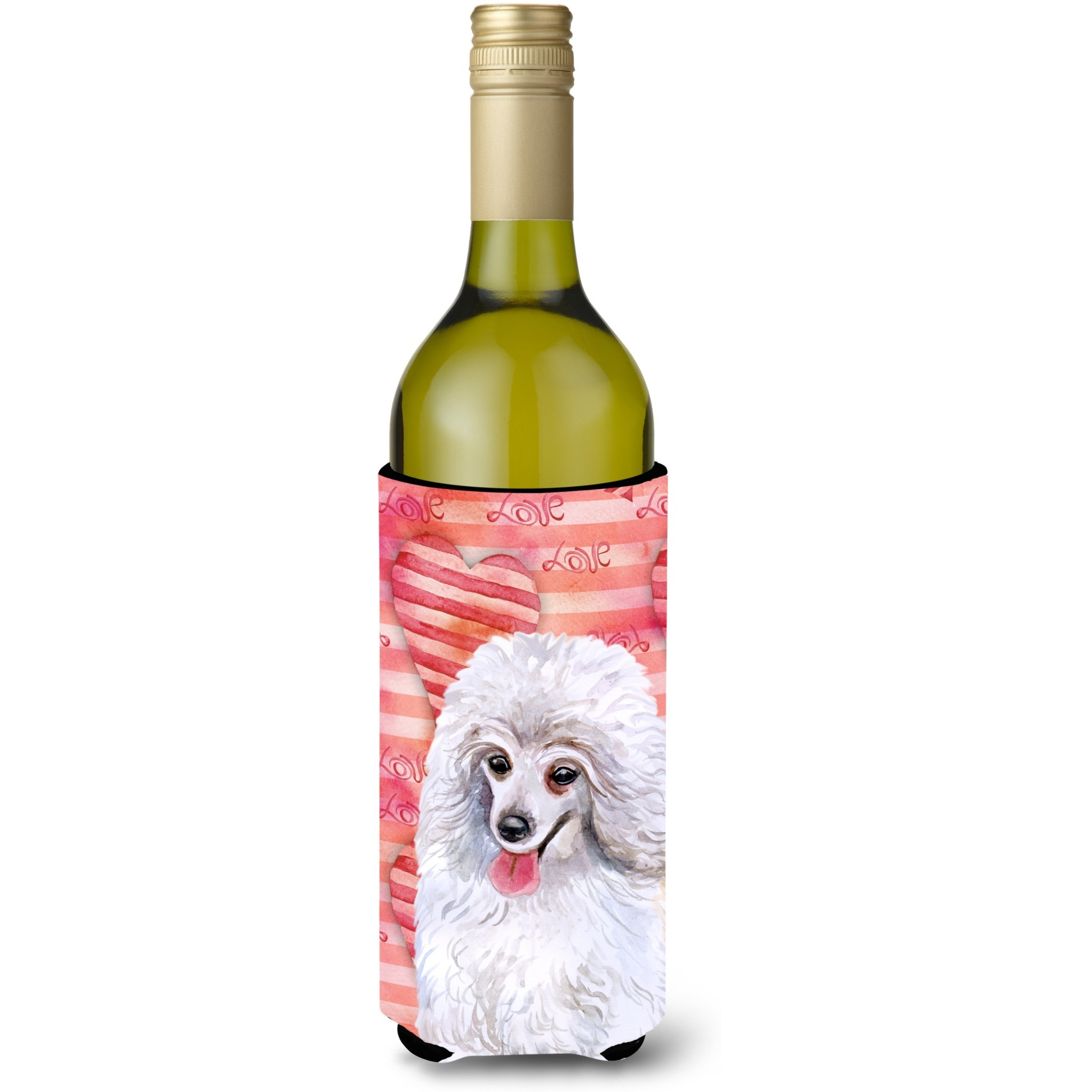 &quotCaroline's Treasures Medium White Poodle Love Decorative Bottle Hugger, 750ml, Multicolor"