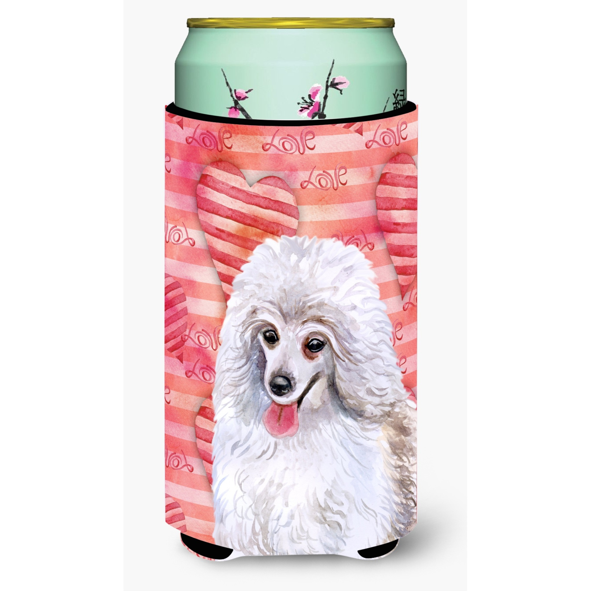 &quotCaroline's Treasures Medium White Poodle Love Decorative Can Hugger, Tall Boy, Multicolor"