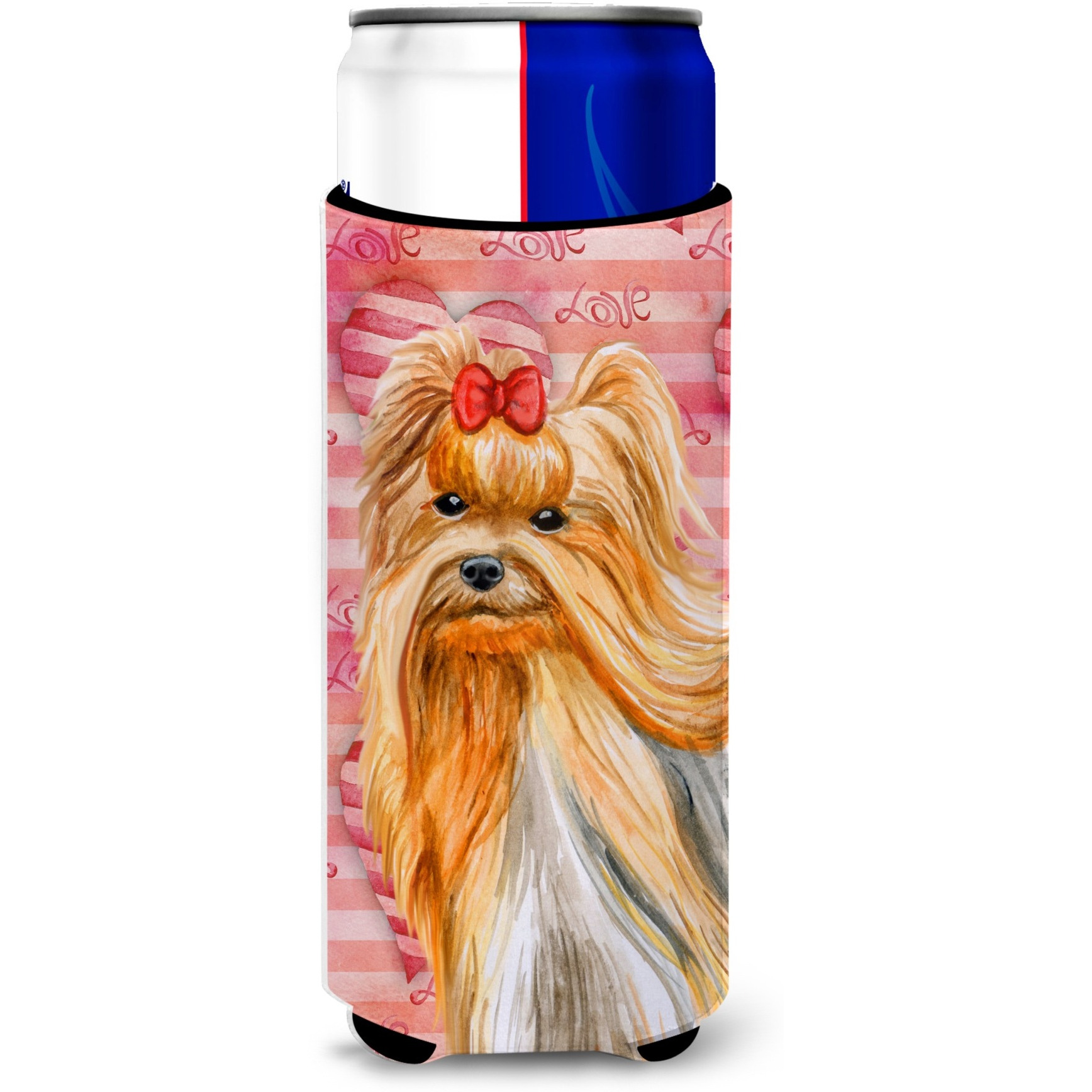 &quotCaroline's Treasures Yorkshire Terrier Love Decorative Can Hugger, Slim, Multicolor"