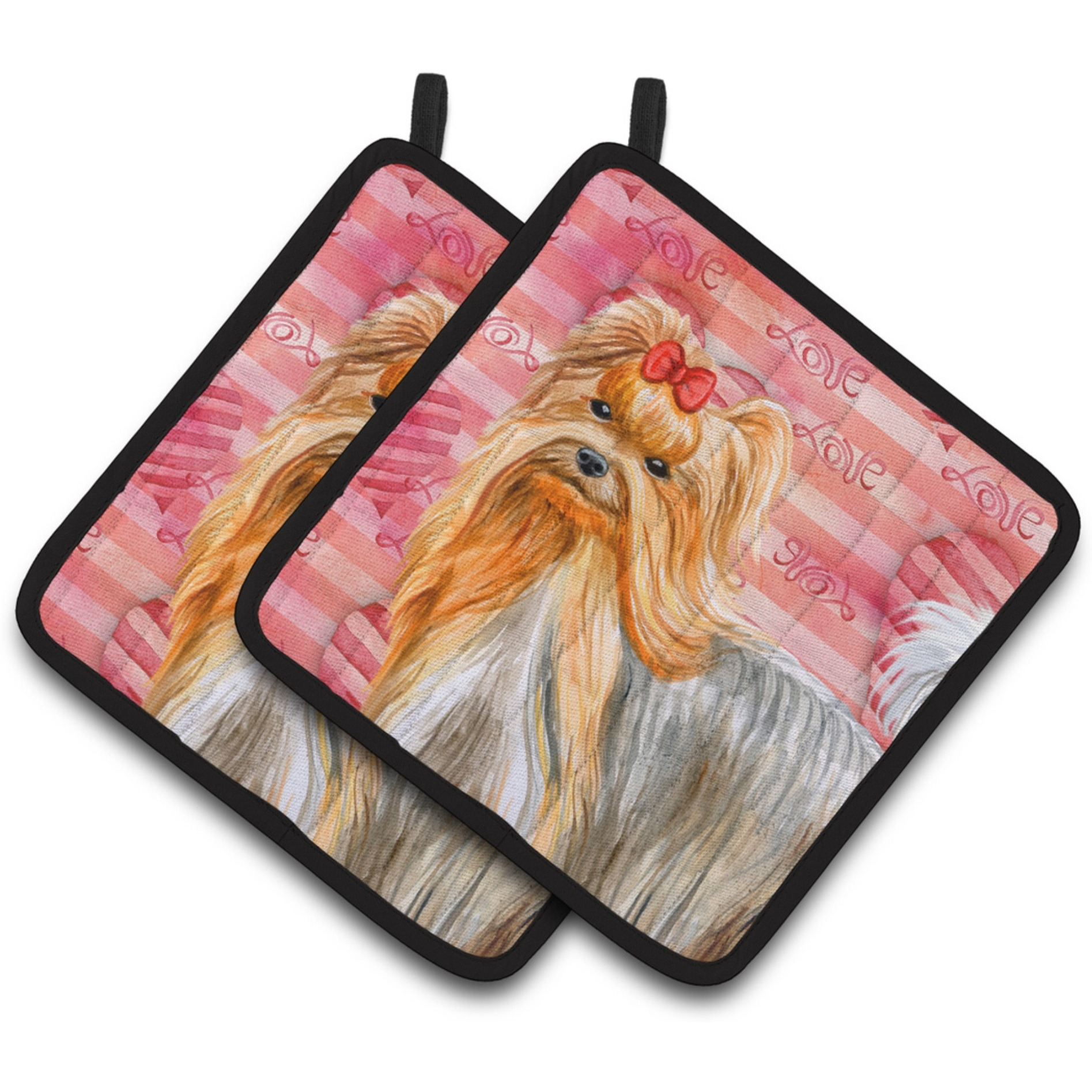 &quotCaroline's Treasures Yorkshire Terrier Decorated pot holder, 7.5H x 7.5W, Love is a Dog"