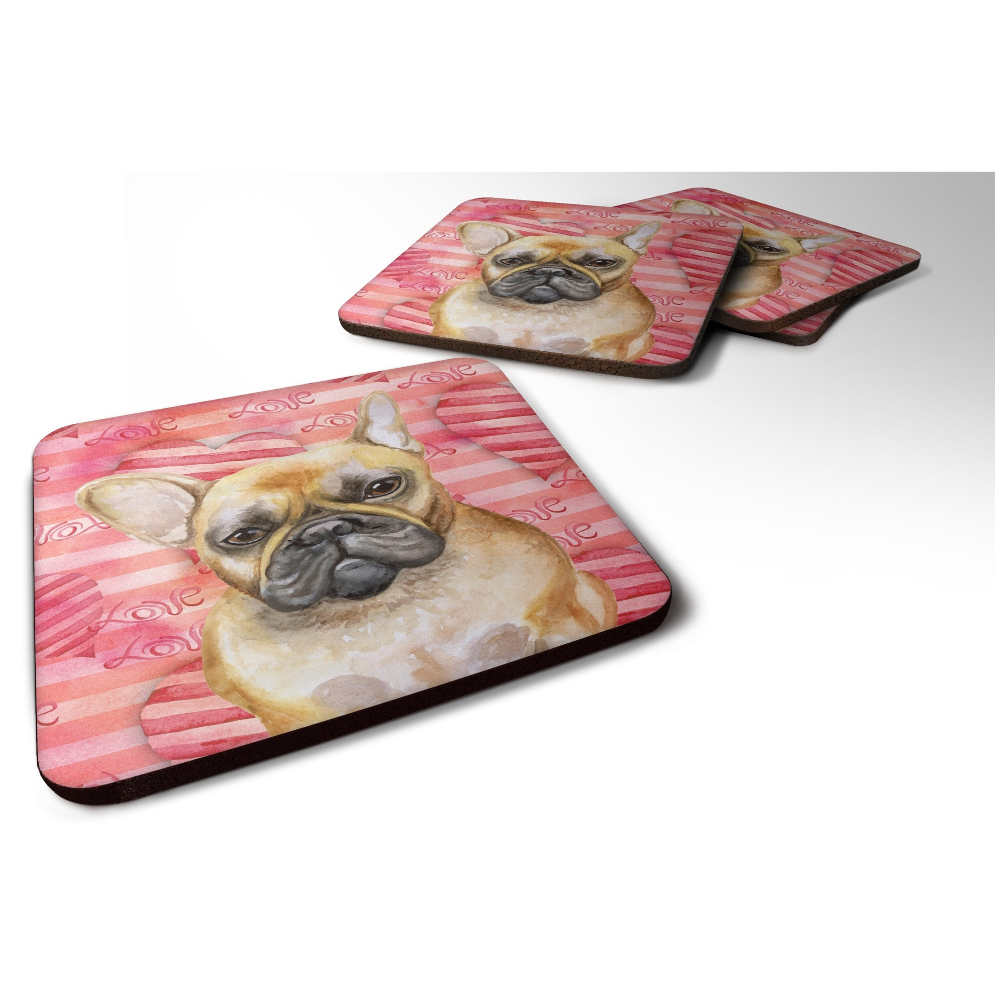 &quotCaroline's Treasures French Bulldog Love Decorative coasters, Multicolor"