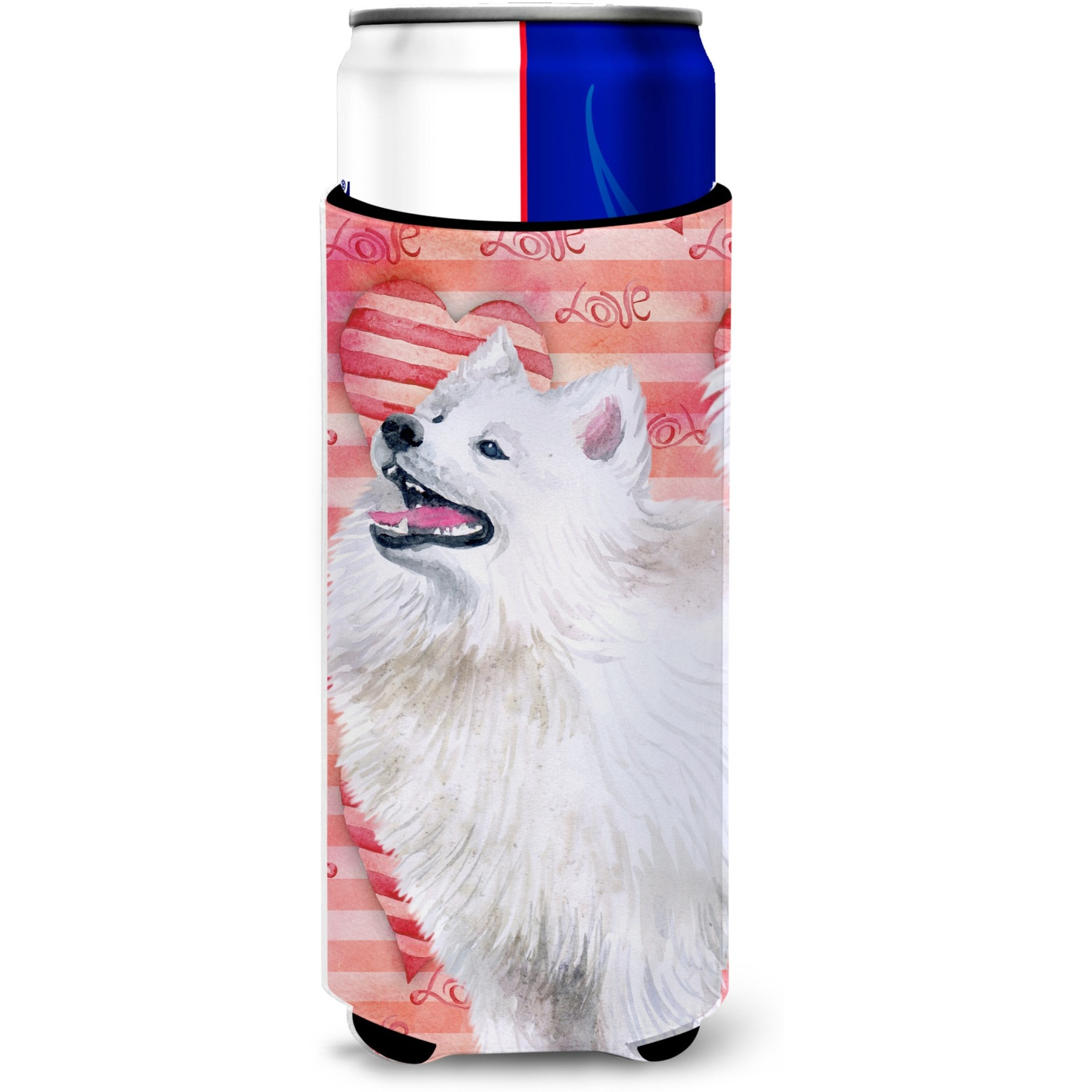 &quotCaroline's Treasures Samoyed Love Decorative Can Hugger, Slim, Multicolor"