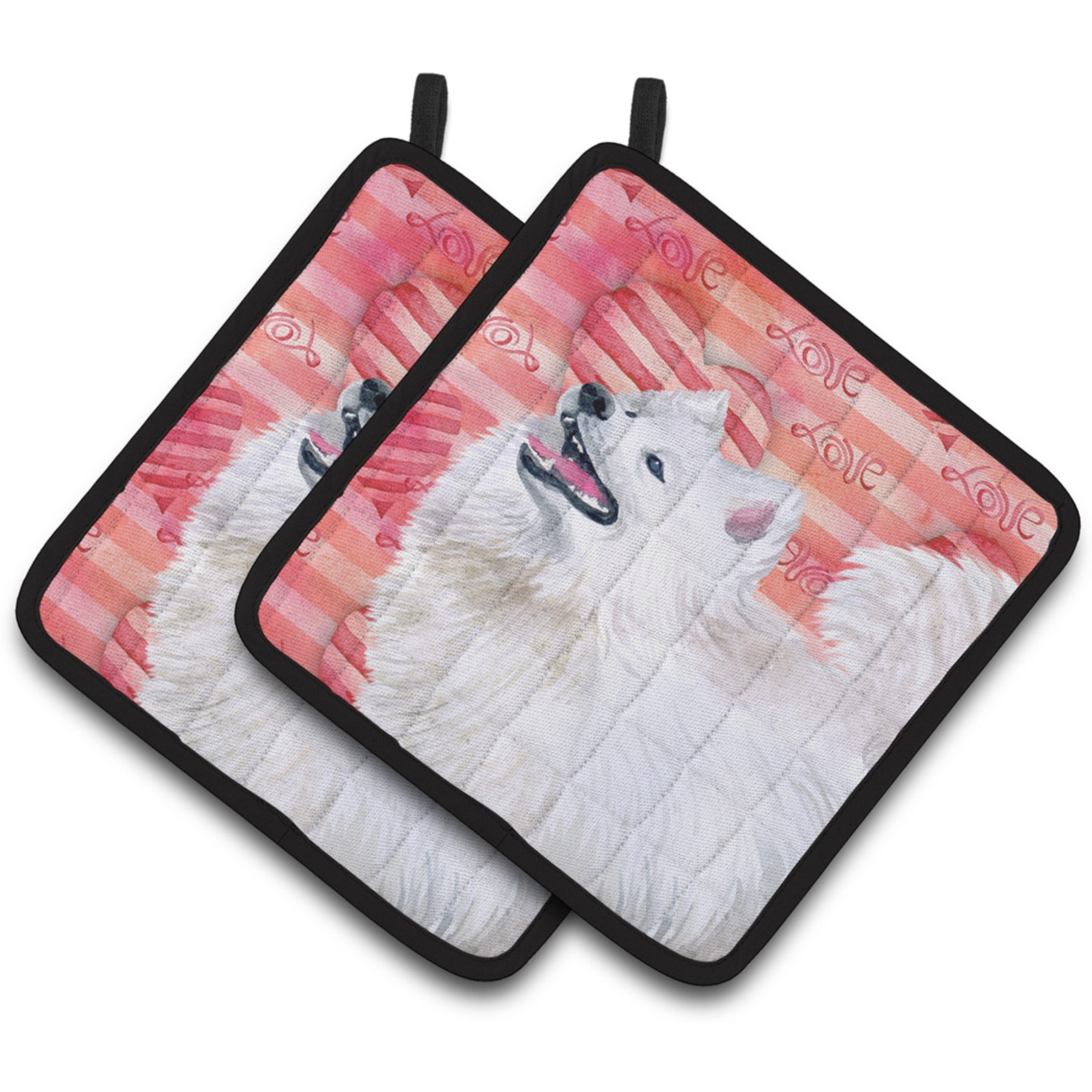&quotCaroline's Treasures Samoyed Decorated pot holder, 7.5H x 7.5W, Love is a Dog"