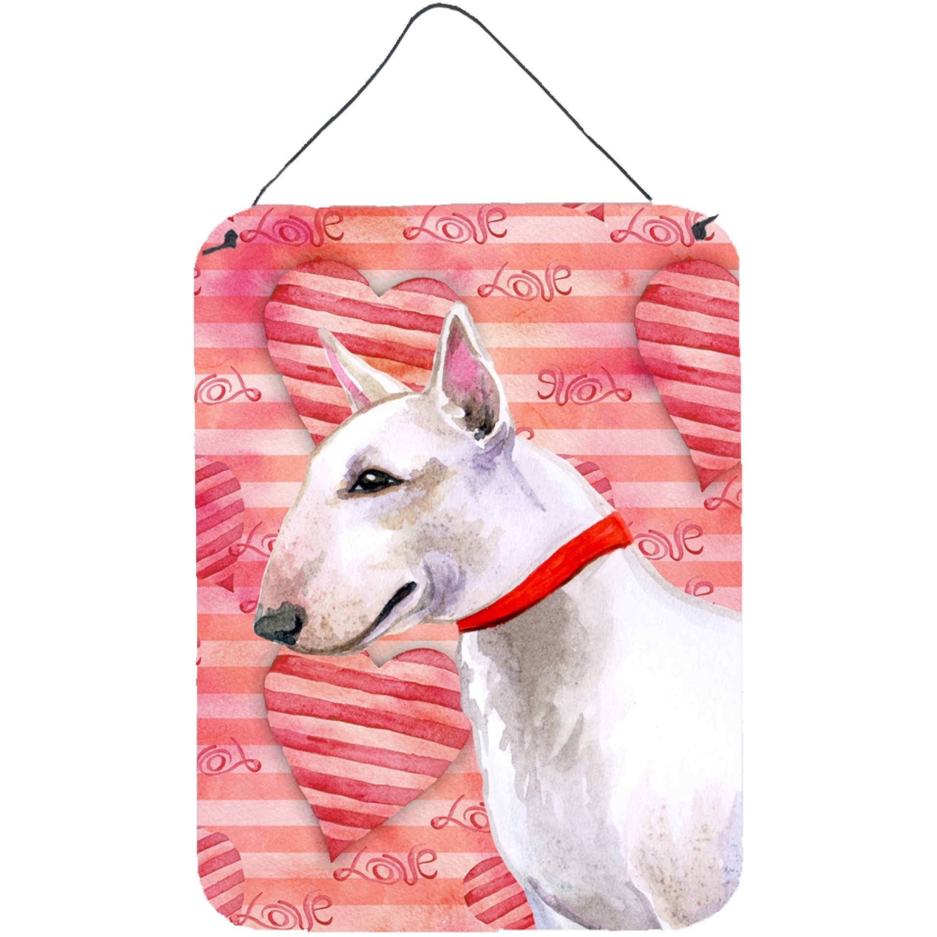&quotCaroline's Treasures Bull Terrier Love Metal Print, 16"" x 12"", Multicolor"