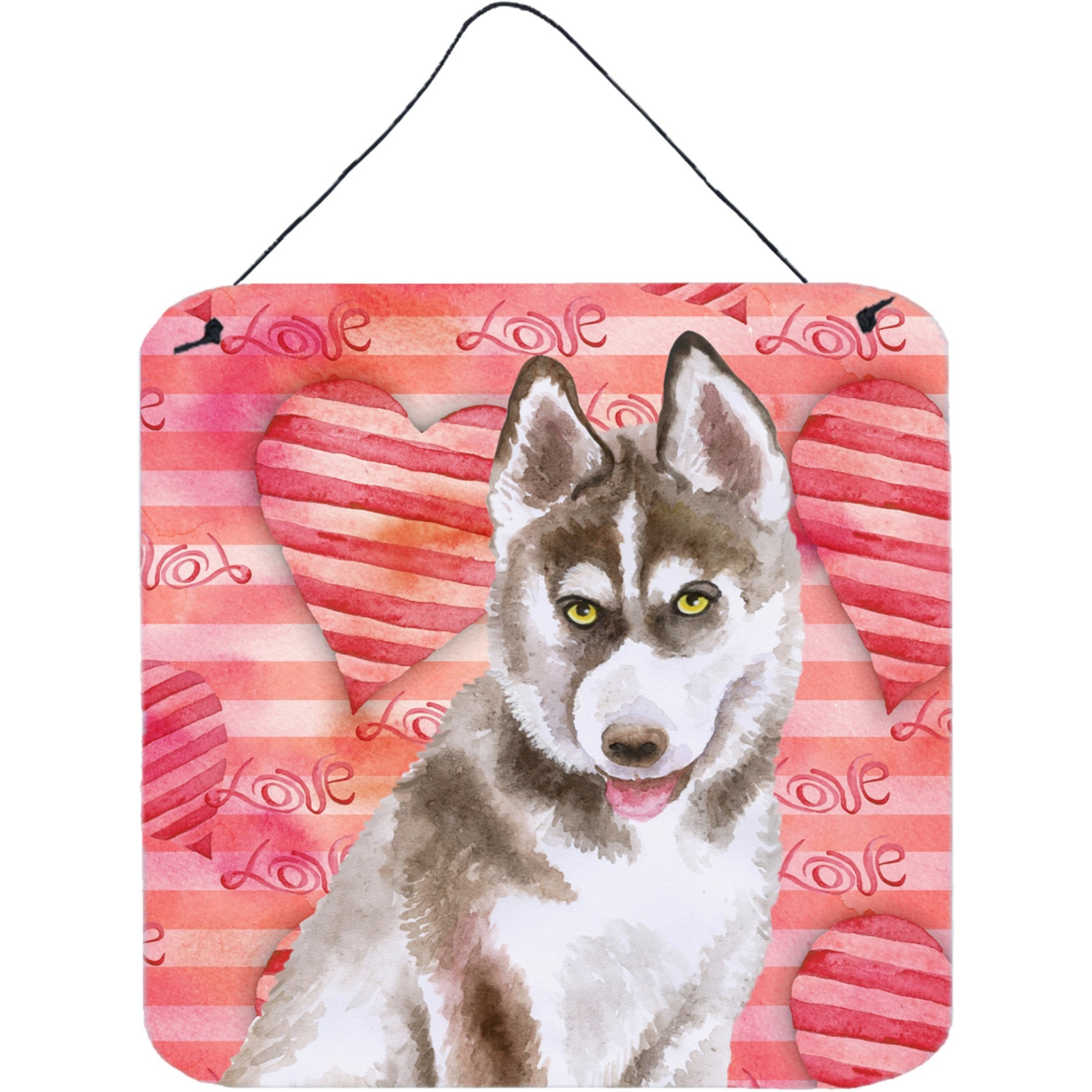 &quotCaroline's Treasures Siberian Husky Grey Metal Print, 6h x 6w, Love is a Dog"