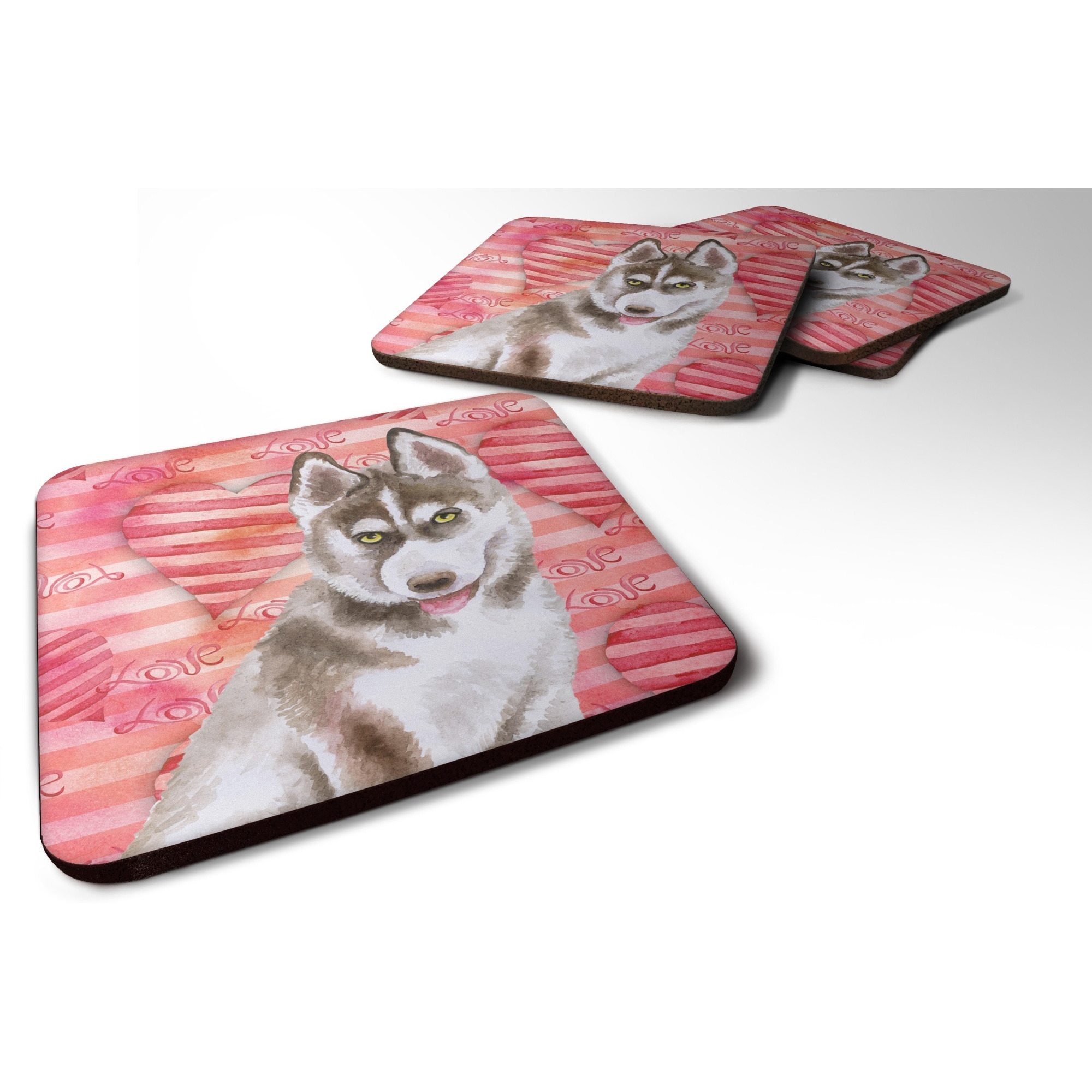 &quotCaroline's Treasures Siberian Husky Grey Love Decorative coasters, Multicolor"