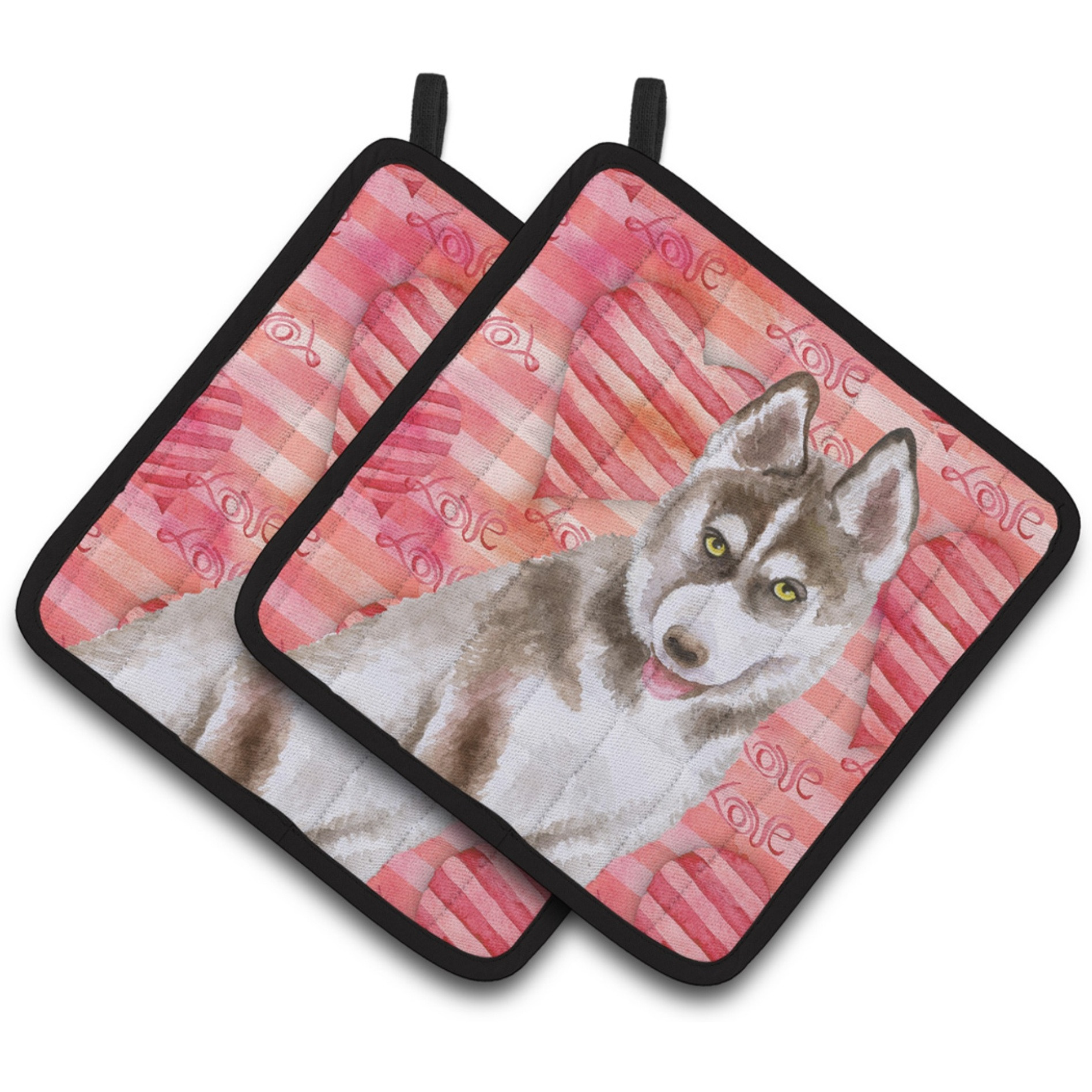 &quotCaroline's Treasures Siberian Husky Grey Decorated pot holder, 7.5H x 7.5W, Love is a Dog"