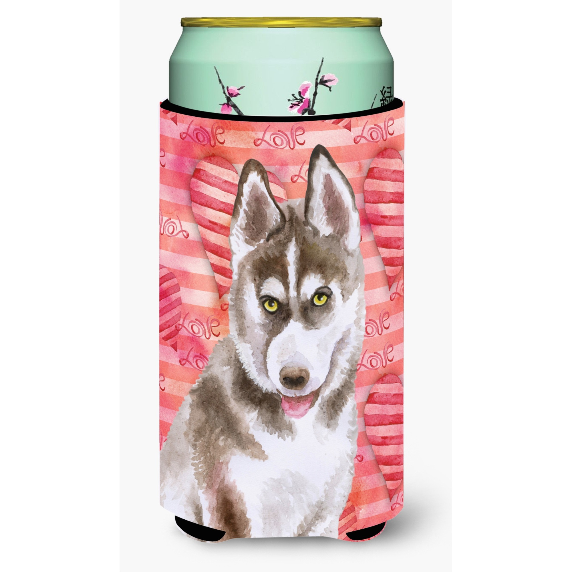 &quotCaroline's Treasures Siberian Husky Grey Love Decorative Can Hugger, Tall Boy, Multicolor"