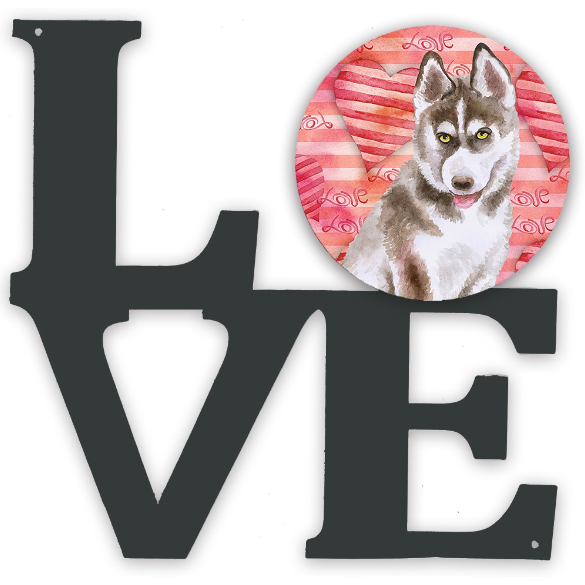 &quotCaroline's Treasures Siberian Husky Grey Metal Artwork Love wall-decor, Multicolor"