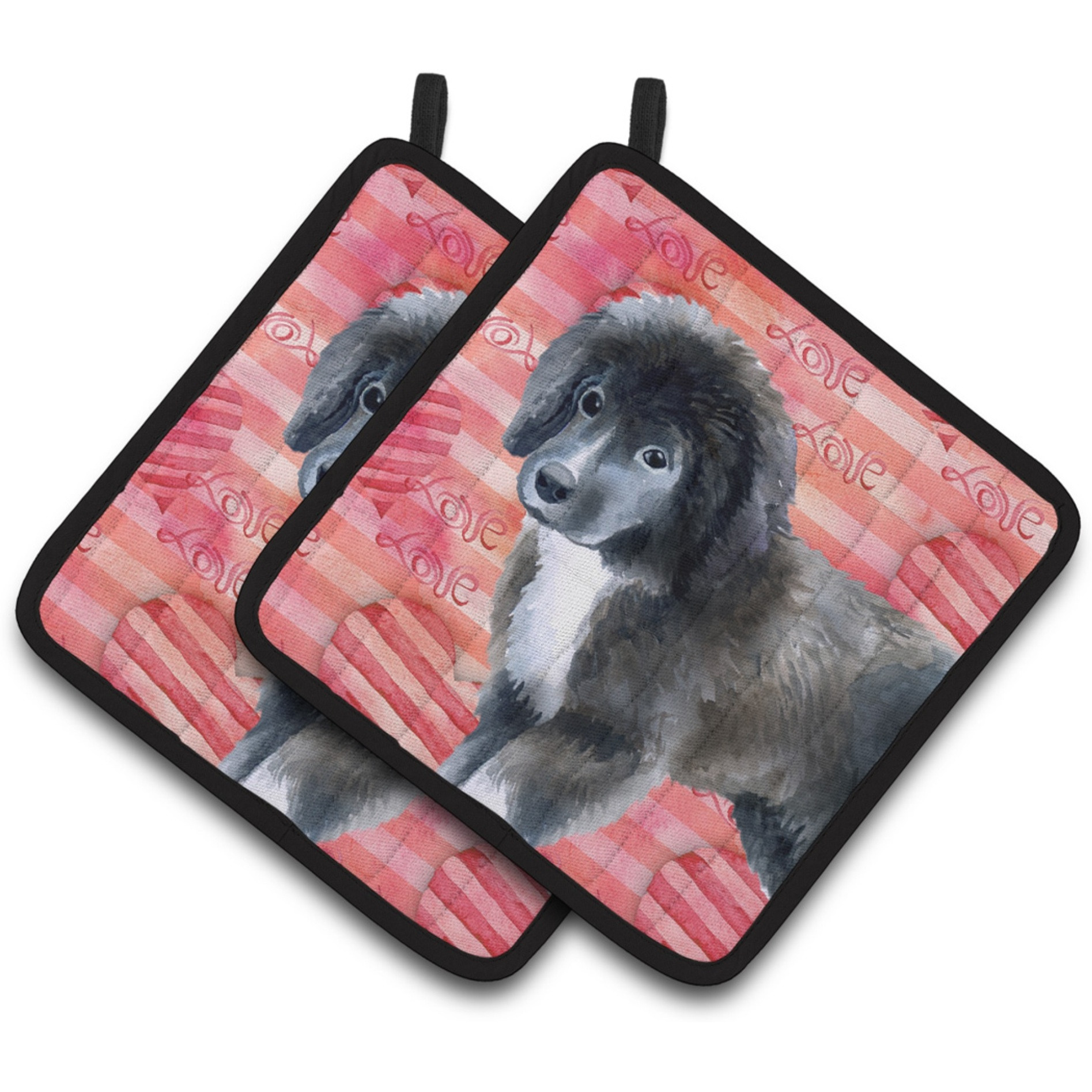 &quotCaroline's Treasures Newfoundland Puppy Decorated pot holder, 7.5H x 7.5W, Love is a Dog"