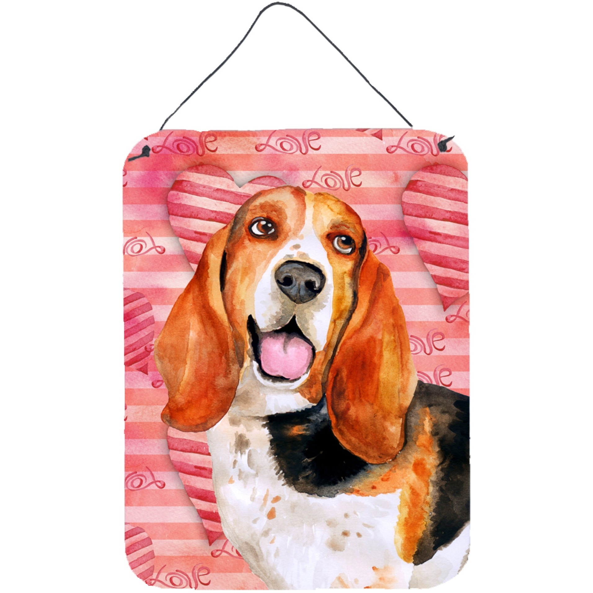&quotCaroline's Treasures Basset Hound Love Metal Print, 16"" x 12"", Multicolor"