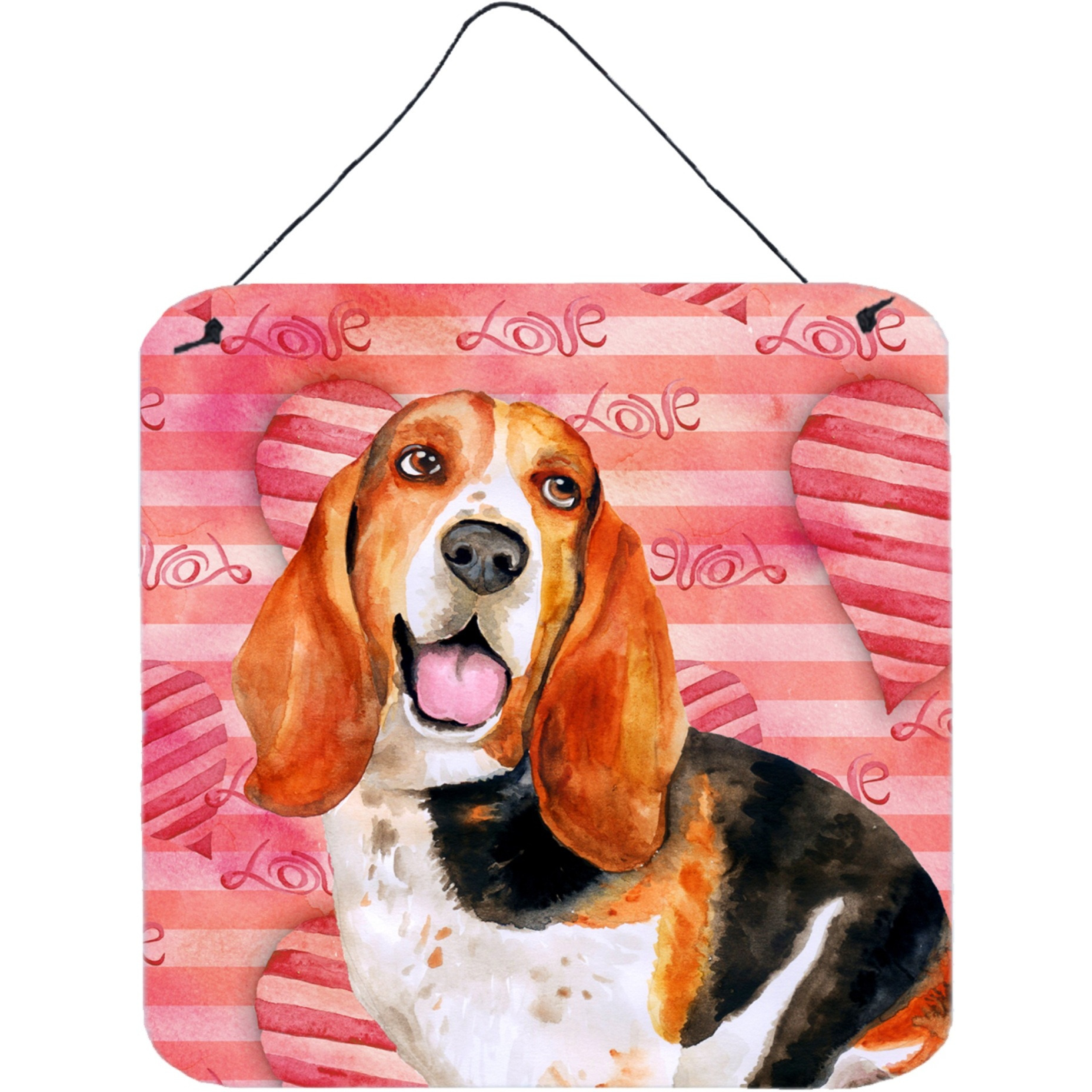 &quotCaroline's Treasures Basset Hound Metal Print, 6h x 6w, Love is a Dog"