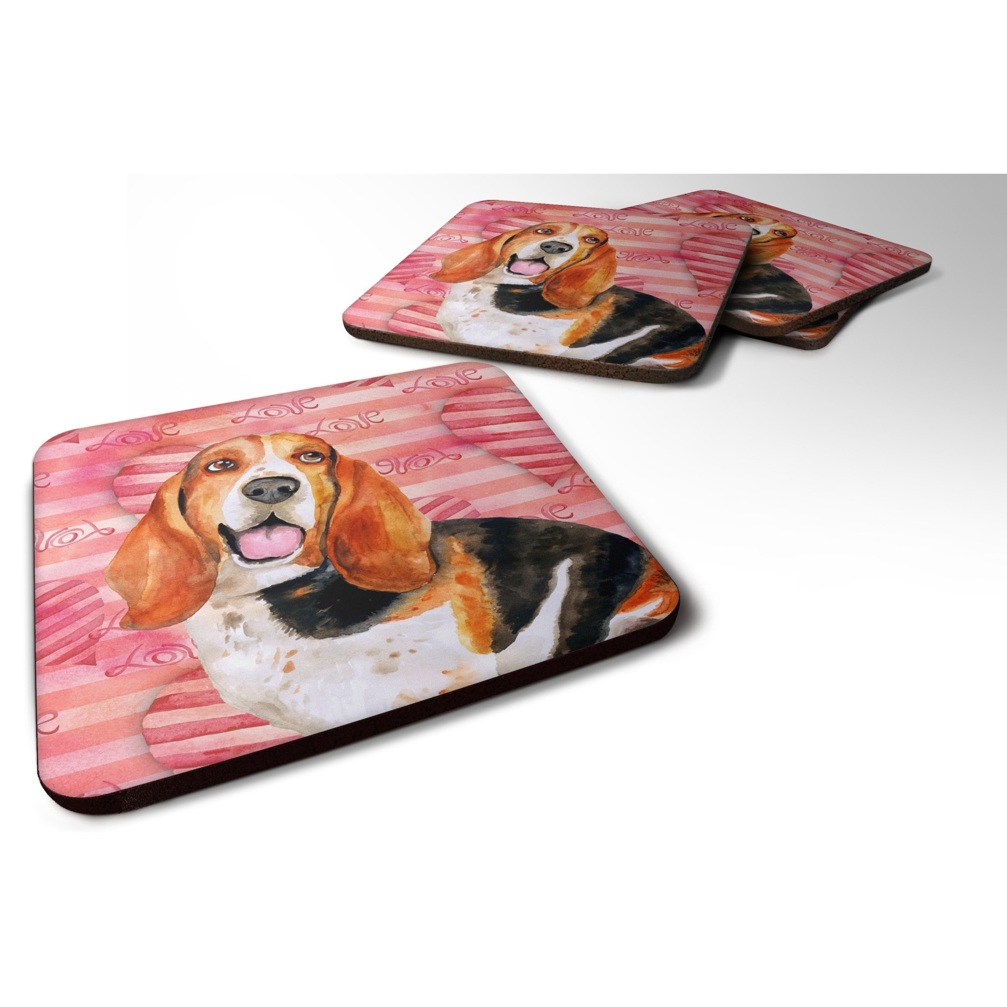 &quotCaroline's Treasures Basset Hound Love Decorative coasters, Multicolor"