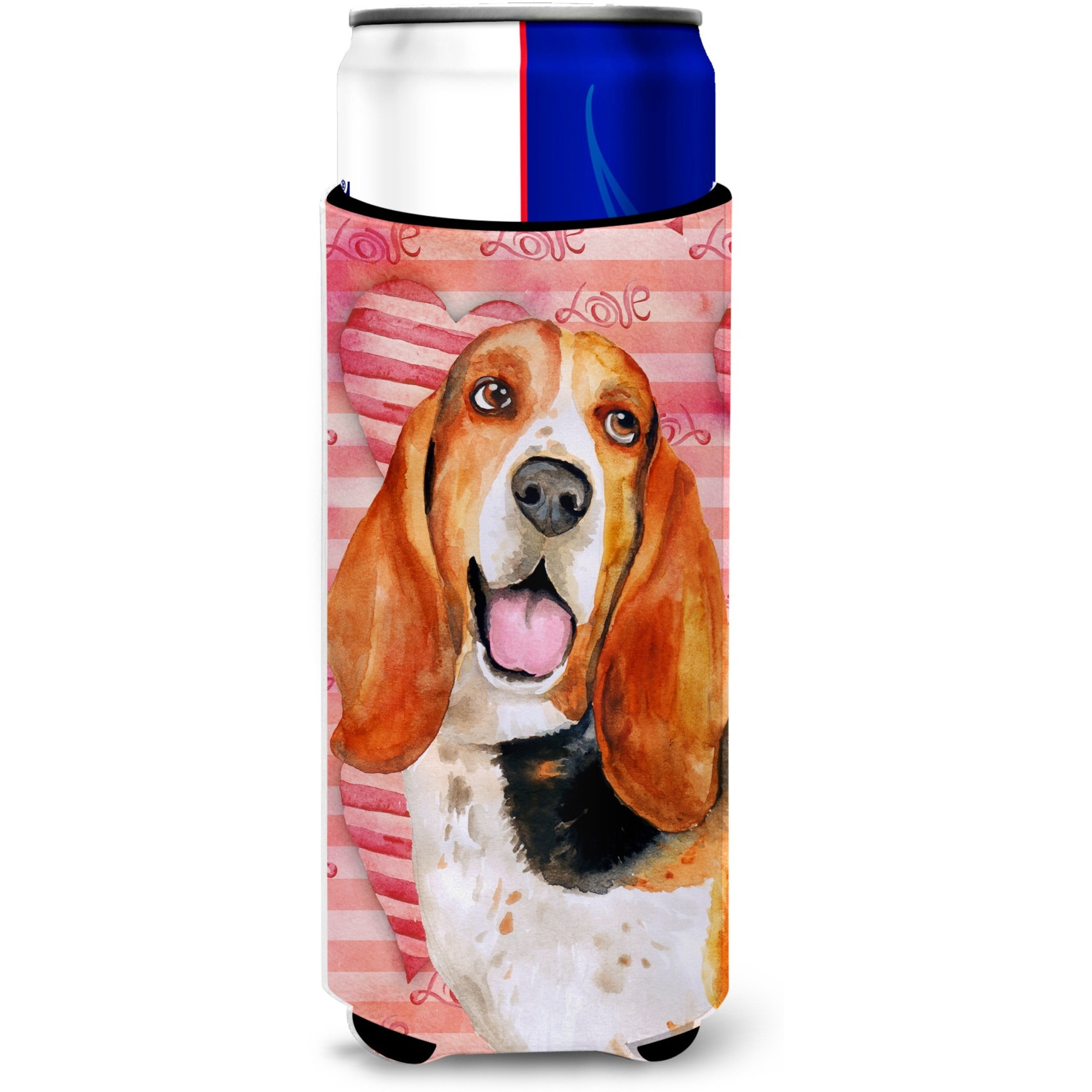 &quotCaroline's Treasures Basset Hound Love Decorative Can Hugger, Slim, Multicolor"