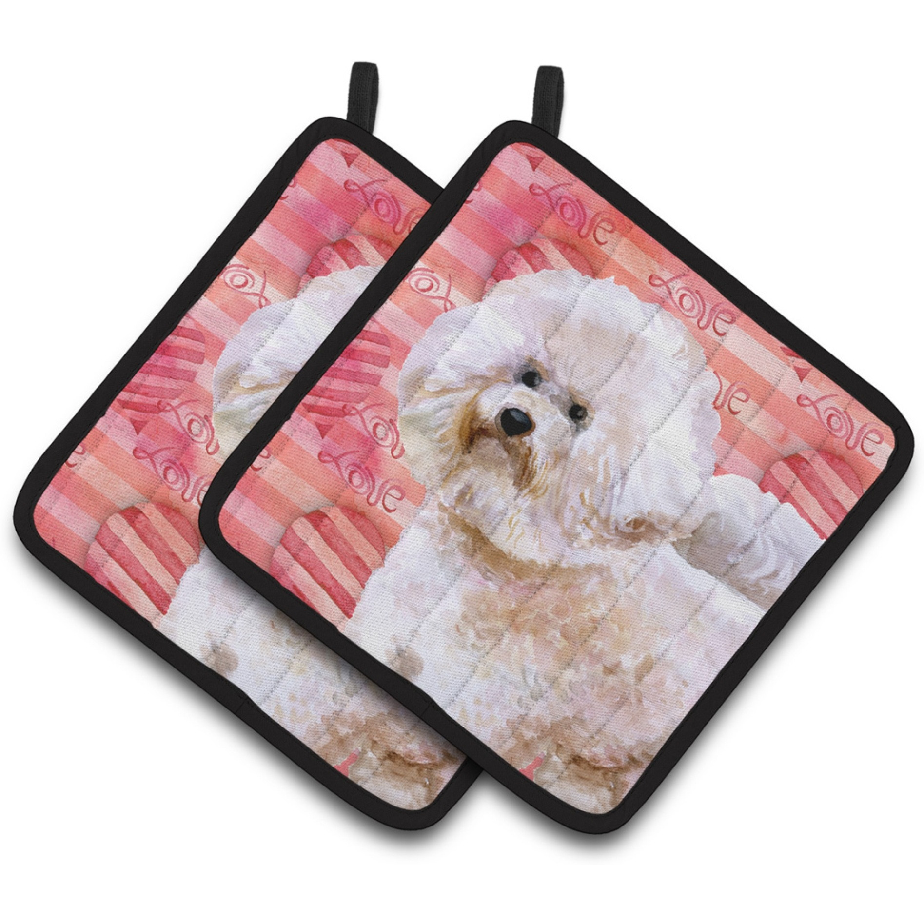 &quotCaroline's Treasures Bichon Frise 2 Decorated pot holder, 7.5H x 7.5W, Love is a Dog"