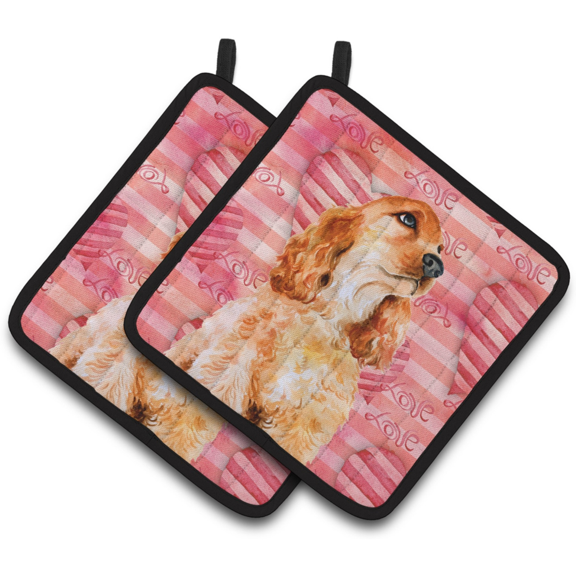 &quotCaroline's Treasures Cocker Spaniel Decorated pot holder, 7.5H x 7.5W, Love is a Dog"