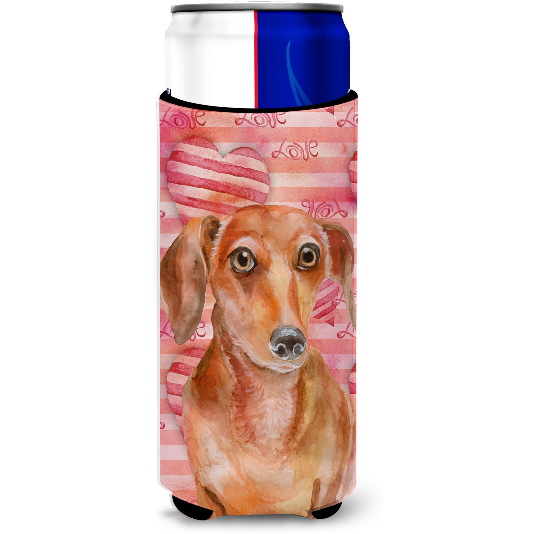 &quotCaroline's Treasures Red Dachshund Love Decorative Can Hugger, Slim, Multicolor"