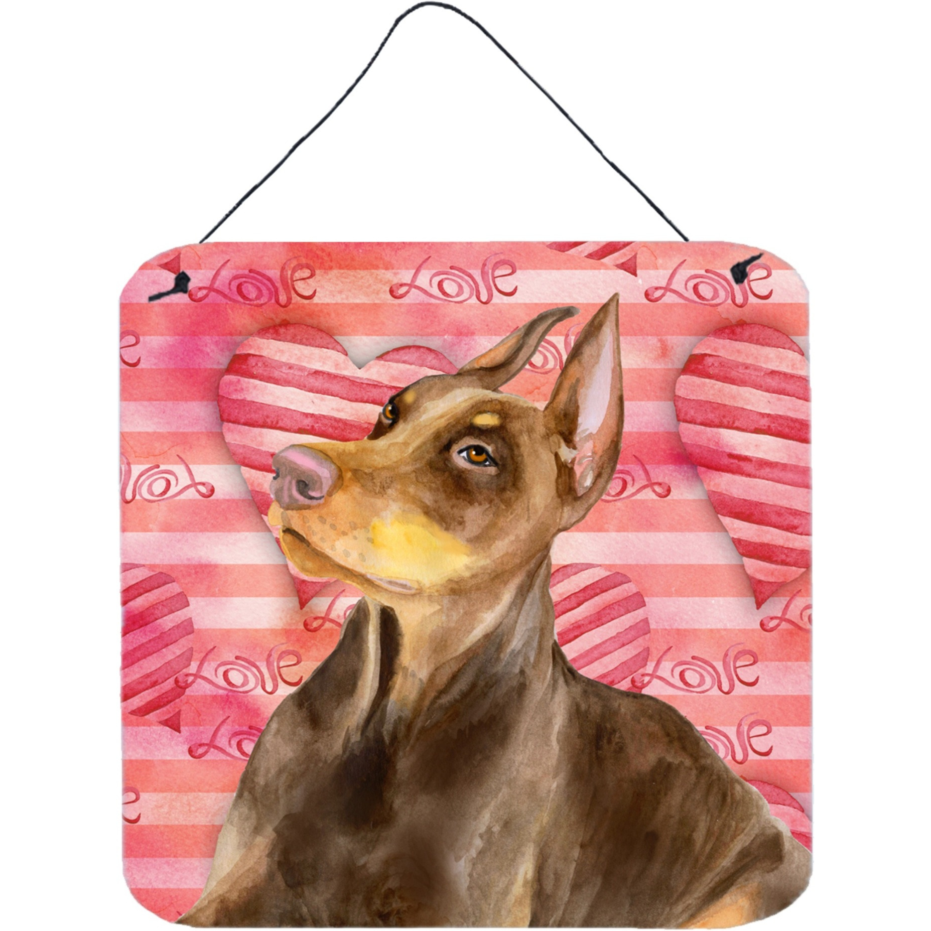 &quotCaroline's Treasures Doberman Pinscher Metal Print, 6h x 6w, Love is a Dog"