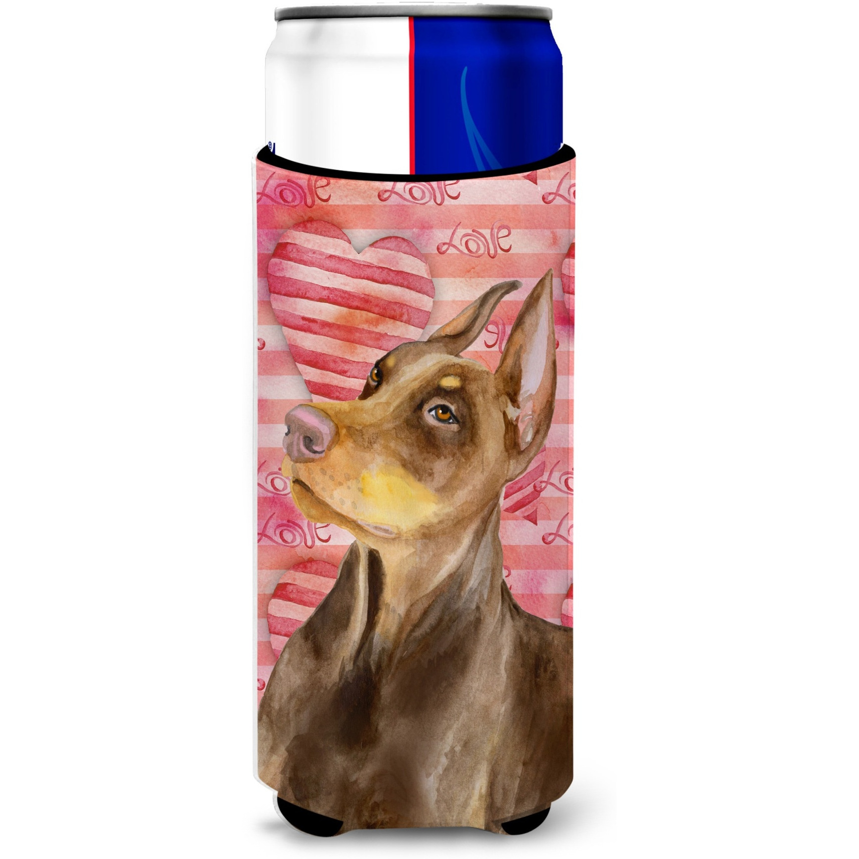 &quotCaroline's Treasures Doberman Pinscher Love Decorative Can Hugger, Slim, Multicolor"